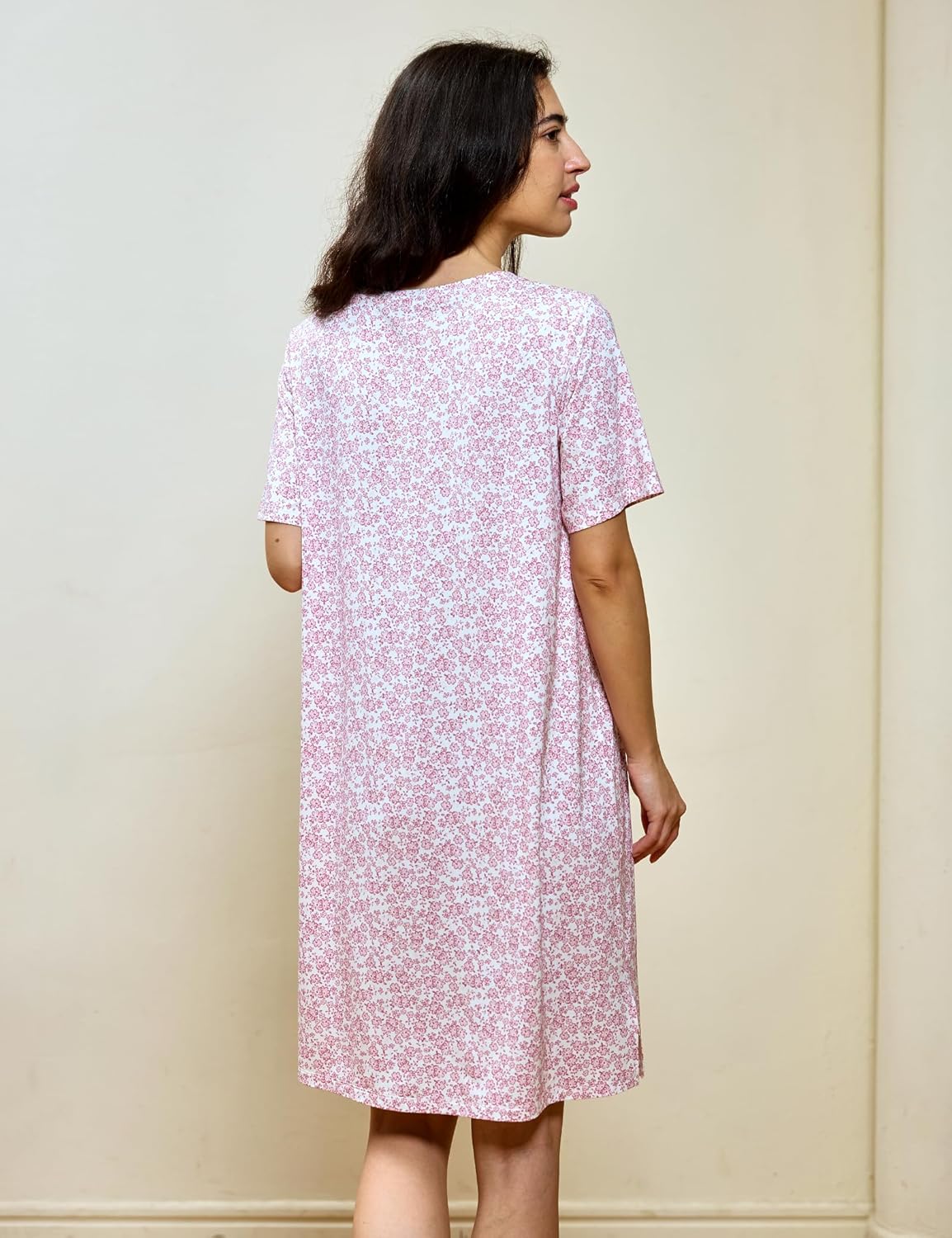 GYS Premium Women's Nightgowns Bamboo Viscose Short Sleeve Soft and Breathable Pajama Dress - Image 2