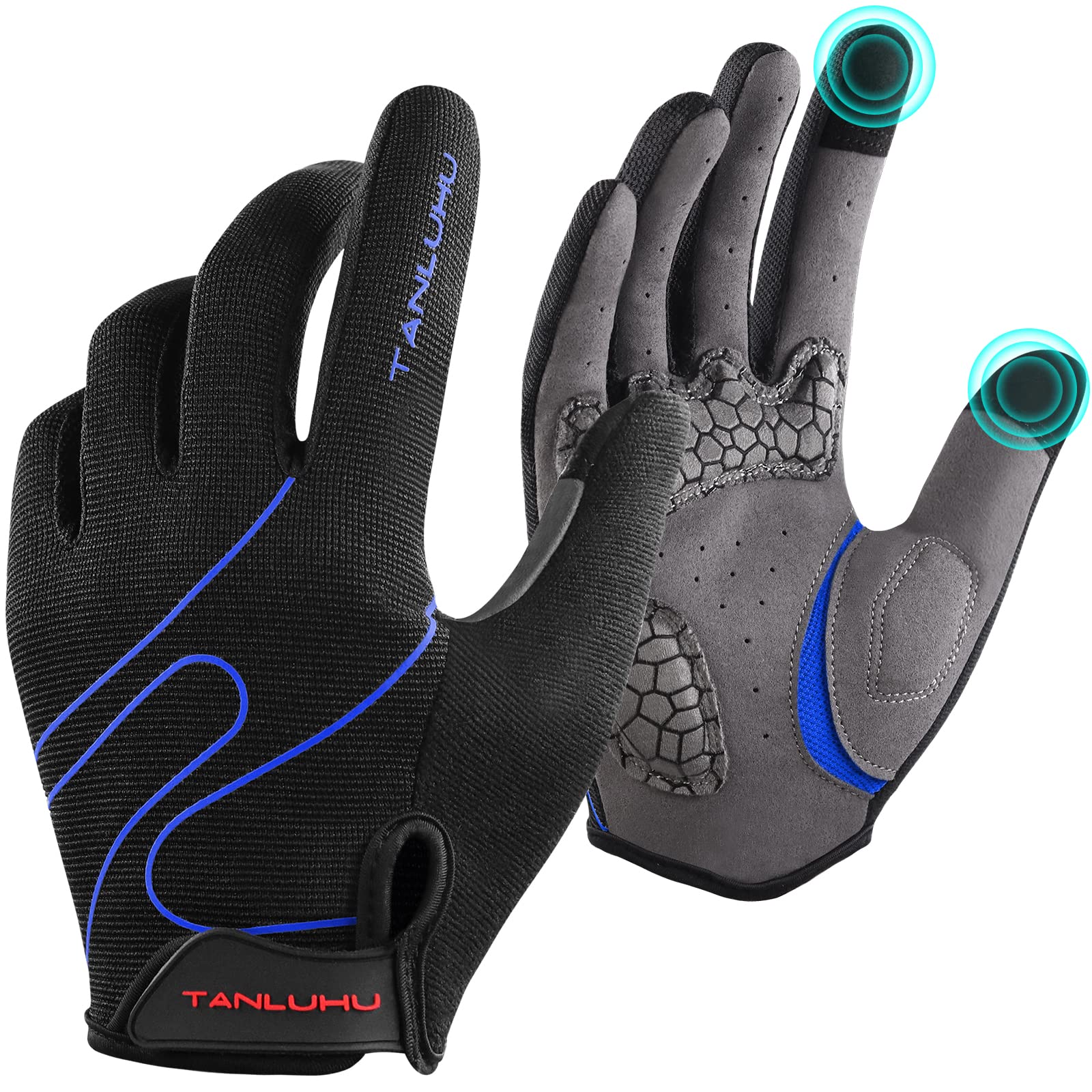 Tanluhu Cycling Gloves Mountain Bike Gloves Biking Gloves for Men Women Outdoor Full Finger Workout Gloves Touch Screen Anti-Slip Shock-Absorbing MTB Gloves Road Bicycle Gloves