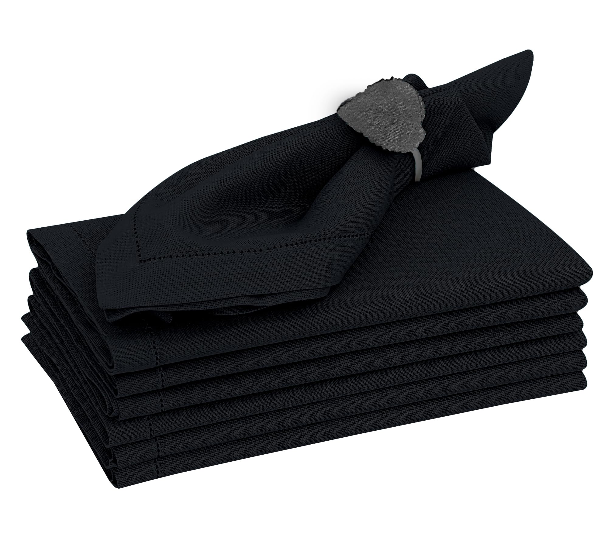 Ruvanti Premium Linen Napkins Set of 4-20x20 Inch, Classic Hemstitch, Mitered Corner Cloth Napkins‎‎ - Soft, Elegant Dinner Napkins Cloth Washable for