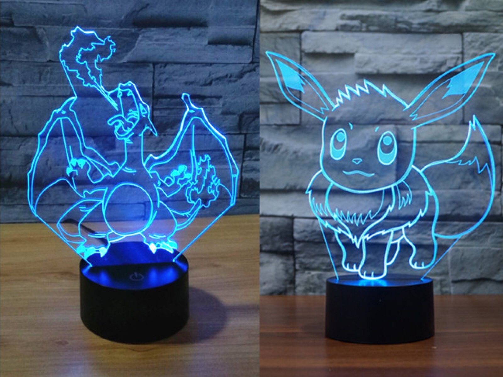 Pack of 2 Charizard & Eevee 3D Illusion Nightlight Lamp,7 Colors Changing Lighting Table Desk Lamp for Home Decor - BEST Gift for Kids/Friends/Birthdays/Holidays