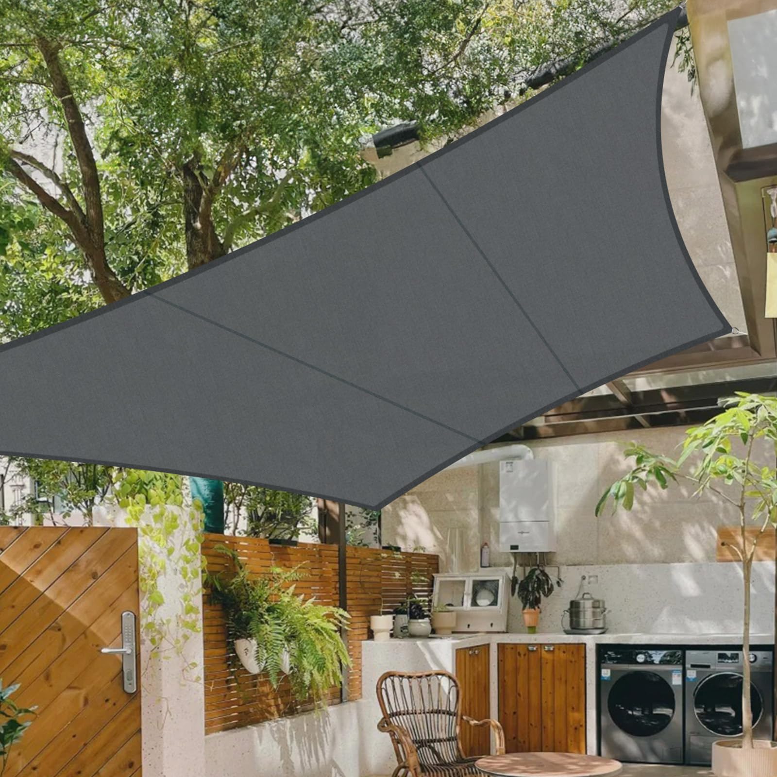 Cool Area Voile d'ombrage Carré Imperméable 5x5m,Anthracite | Toile Ombrage 95% UV Protection,Imperméable,pour Patio Balcon Jardin Terrasse Extérieur