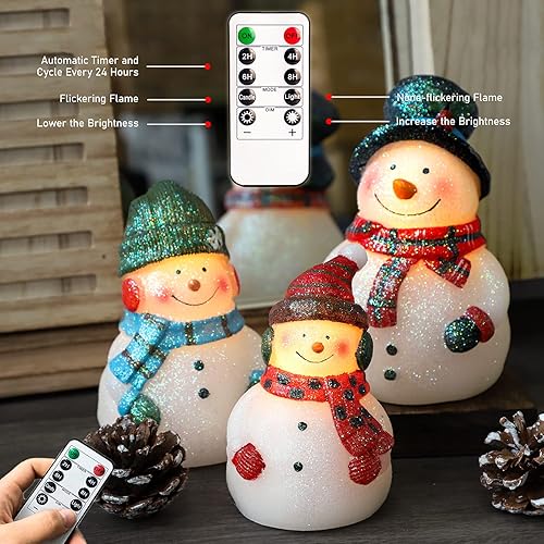 Miniatura 6 de Velas LED de Navidad sin llama, muñeco de nieve, iluminación novedosa, funciona con pilas, con control remoto, velas parpadeantes decorativas para