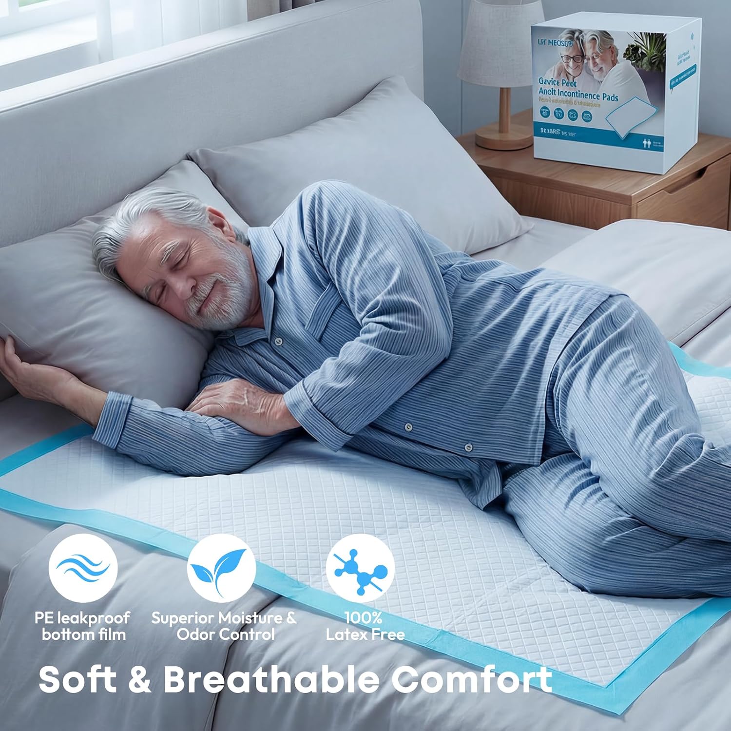 Bed Pads Disposable Adult 36"x48" 30 Count, Extra Large Heavy Duty Incontinence Underpads, Ultra Absorbent & Leakproof Chux Pads, Professional Protective Pee Pads for Seniors, Adults & Pets
