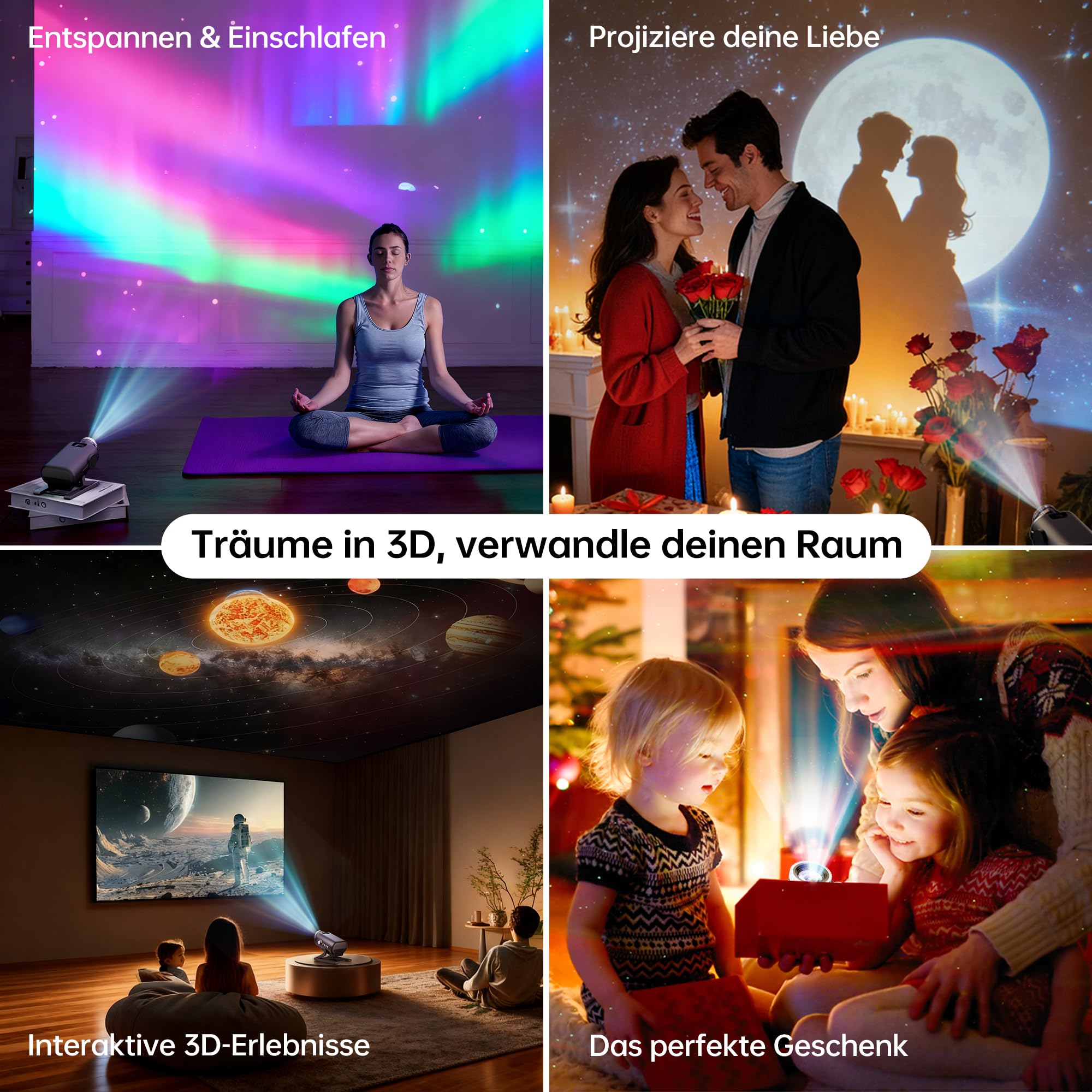Homelist 3D Sternenhimmel Projektor mit 60 Themen, Galaxy Projektor mit Bluetooth Lautsprecher & Weißes Rauschen