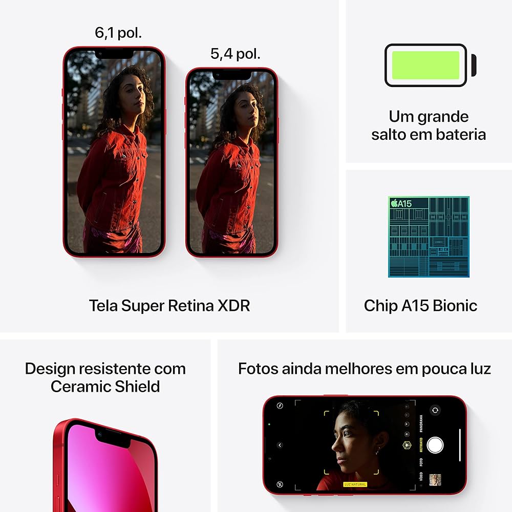 Apple iPhone 13 mini (128 GB) - (PRODUCT) RED | Amazon.com.br