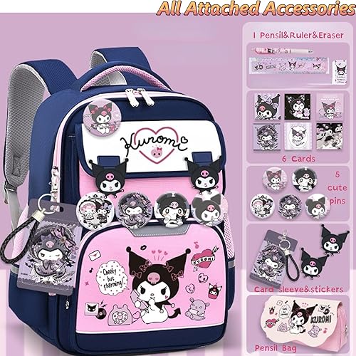 Miniatura 2 de Mochila Kawaii con 21 piezas de accesorios y monedero de dibujos animados de anime antirrobo de viaje estético bolsa de regalo para el nuevo
