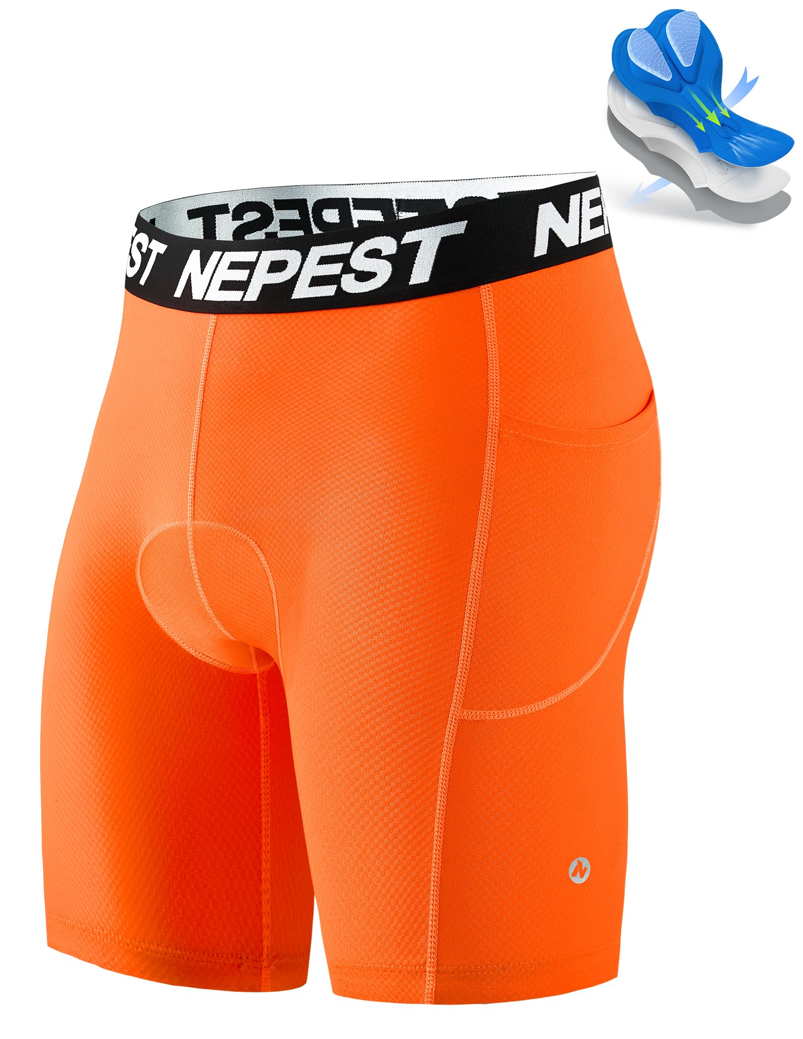 Nepest Radlerhose Herren Gepolstert Silikon-Anti-Rutsch-Grip | Fahrradunterhose Herren, 4D Sitzpolster, Schnelltrocknend, Leicht & Weich, Rennrad, MTB, Straßenrad, Cycling Shorts