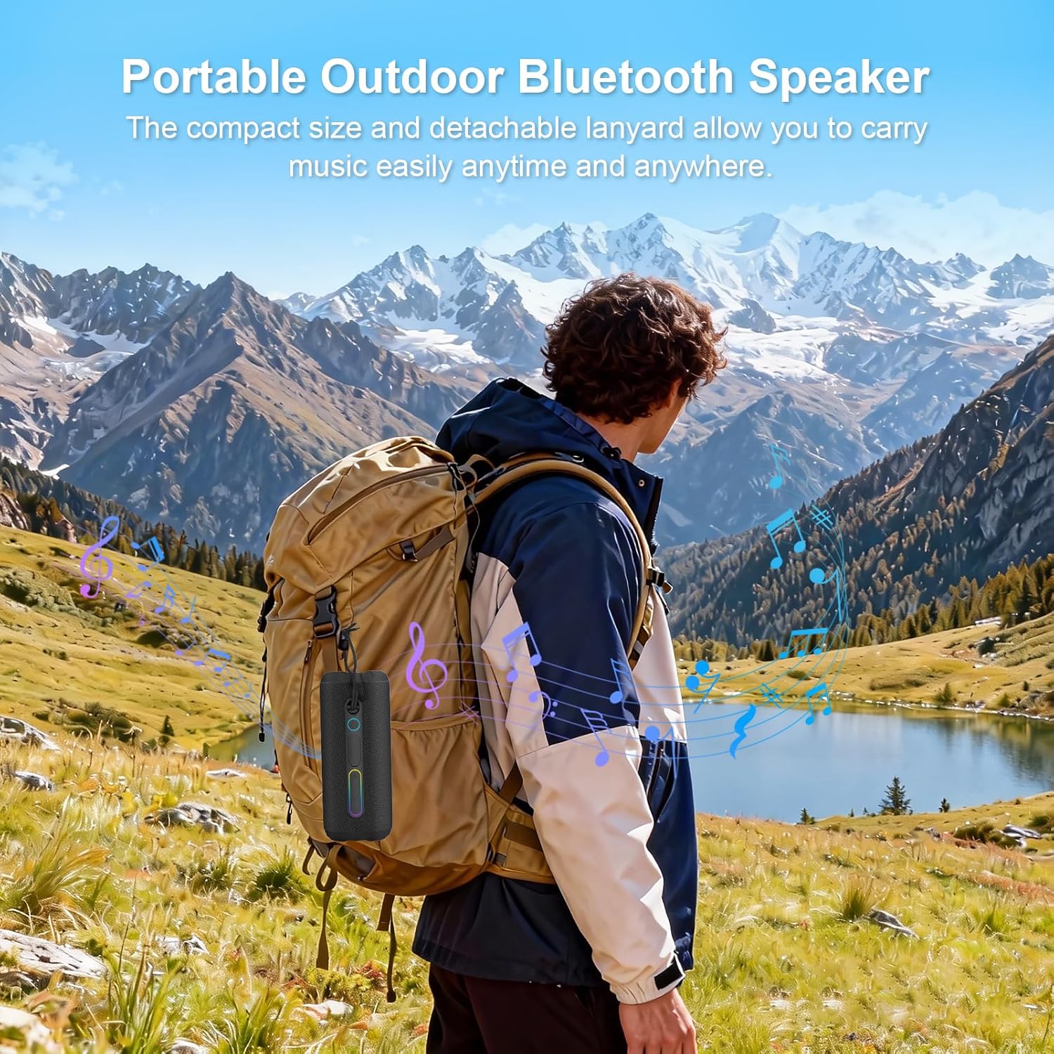 Portable Speaker Bluetooth, Powerful Deep Bass, Wireless Stereo Pairing, IPX7 Waterproof Dustproof,12H Playtime, Portable Outdoor Speaker for Travel, Sport, Party, Biking (Black) - Image 9