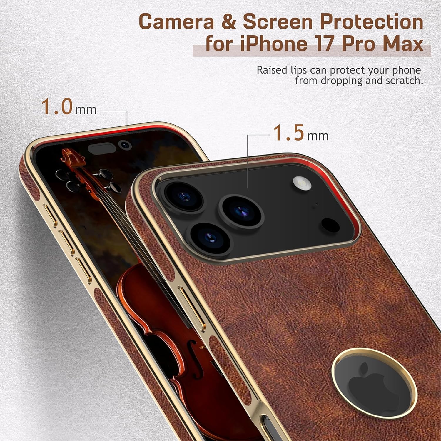 LOHASIC for iPhone 17 Pro Max Case, Vintage Leather Aesthetic Design, Slim Luxury PU Soft Non-Slip Grip Protective Case, Men Women Phone Cover for iPhone 17 Pro Max 6.9" (2025) - Brown - Image 5