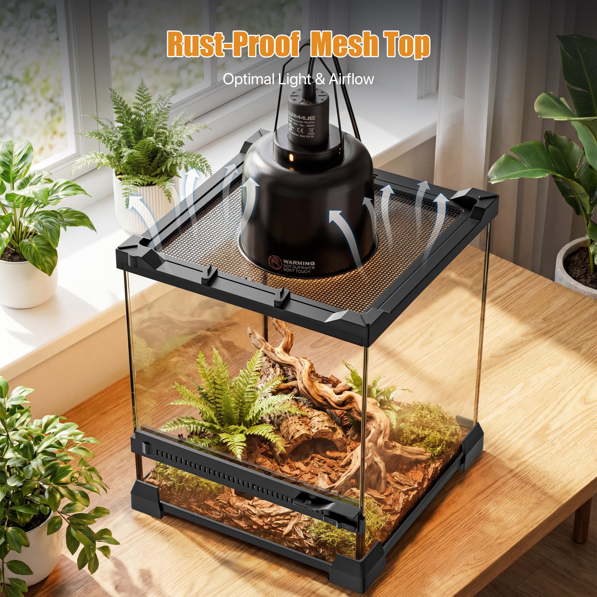 Recinto de vidrio para reptiles, tanque de geco arbóreo de 6 galones de alto, 10 x 10 x 14 pulgadas, hábitat pequeño sin montaje para reptiles y anfibios que viven en árboles tropicales