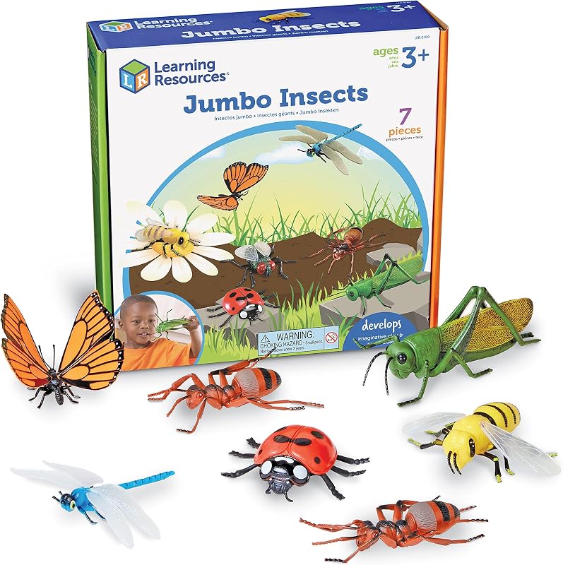 Learning Resources Insectos gigantes: juguetes de animales para niños, ciencia preescolar para niños pequeños, habilidades motoras finas, regalos para niños y niñas, a partir de 3 años