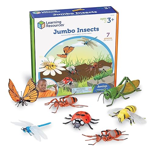 Learning Resources Jumbo Insects - 7 Pieces, Ages 3+ Toddler Learning Toys, Animal Toys for Kids, Preschool Science Learning Toys - Modern