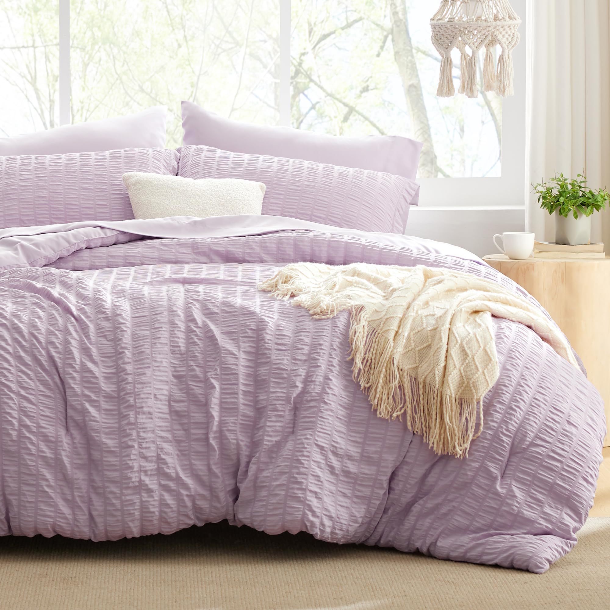 Amazon.com: Bedsure Light Purple Full Size Comforter Set - 7 Pieces ...