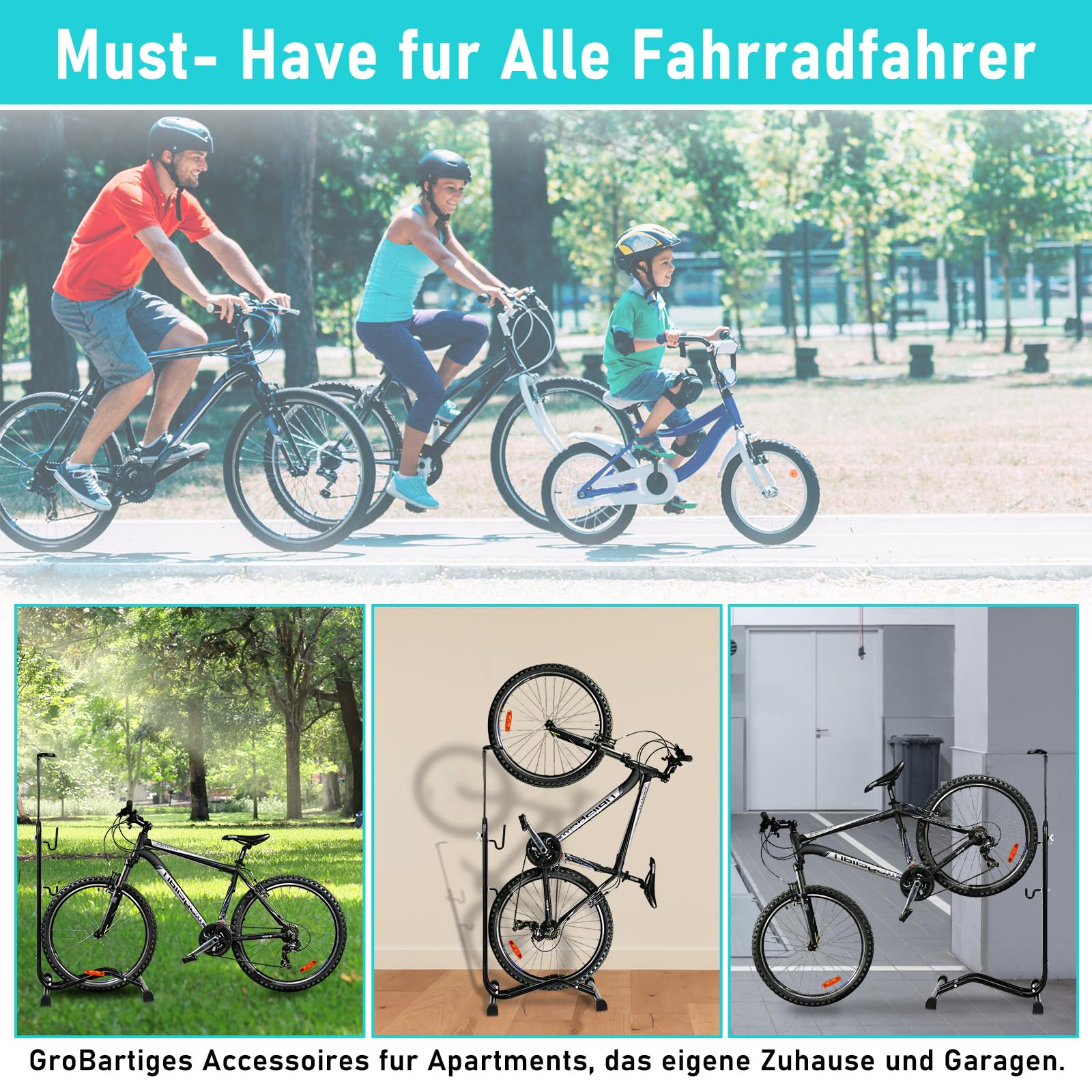 2x Cecaylie Soporte para bicicletas 3 en 1, suelo de 20 a 29 pulgadas, soporte de mantenimiento para bicicletas horizontal y vertical, altura ajustable, 42,5 x 43,5 x 117cm