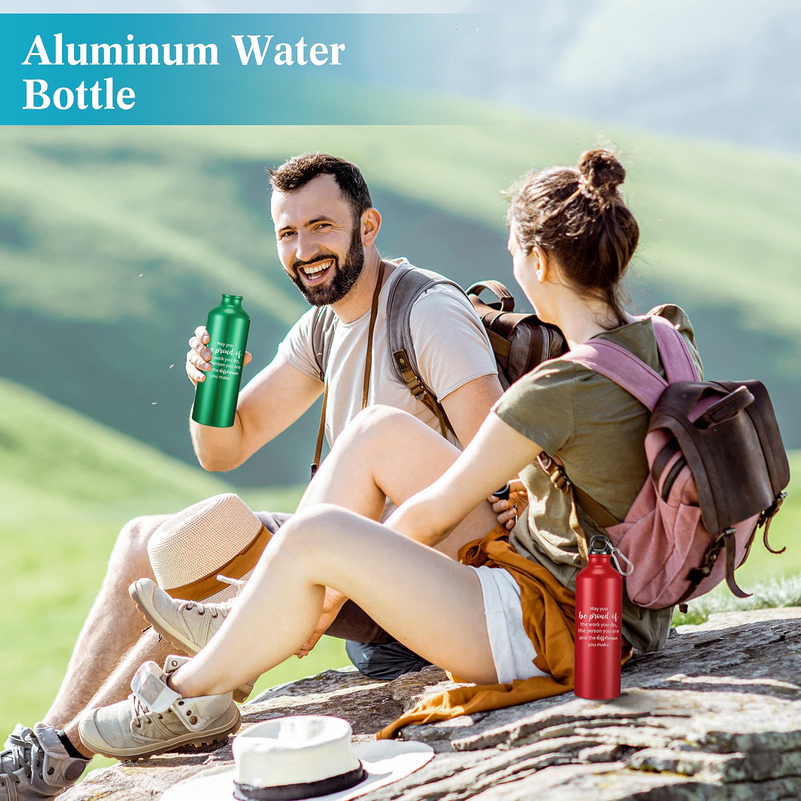 Bokon 16 Pcs Thank You Appreciation Gifts 24 Oz Inspirational Lightweight  Aluminum Water Bottles Reusable Leak Proof Sports Water Bottles with Twist  ...
