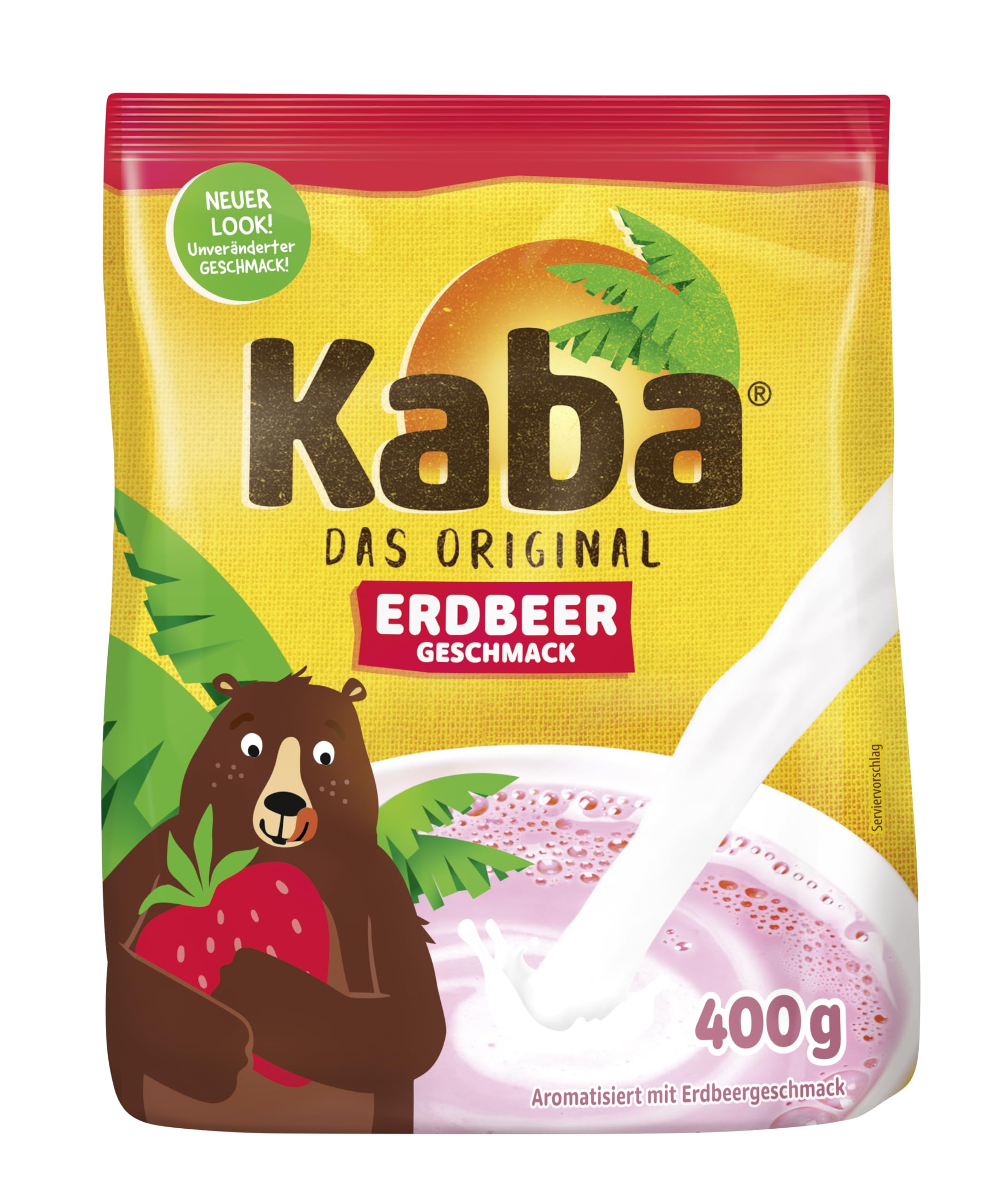 Kaba Erdbeer 400g Beutel veganes Trinkpulver, das Original Erdbeermilch-Pulver zum Anrühren in kalter & warmer Milch