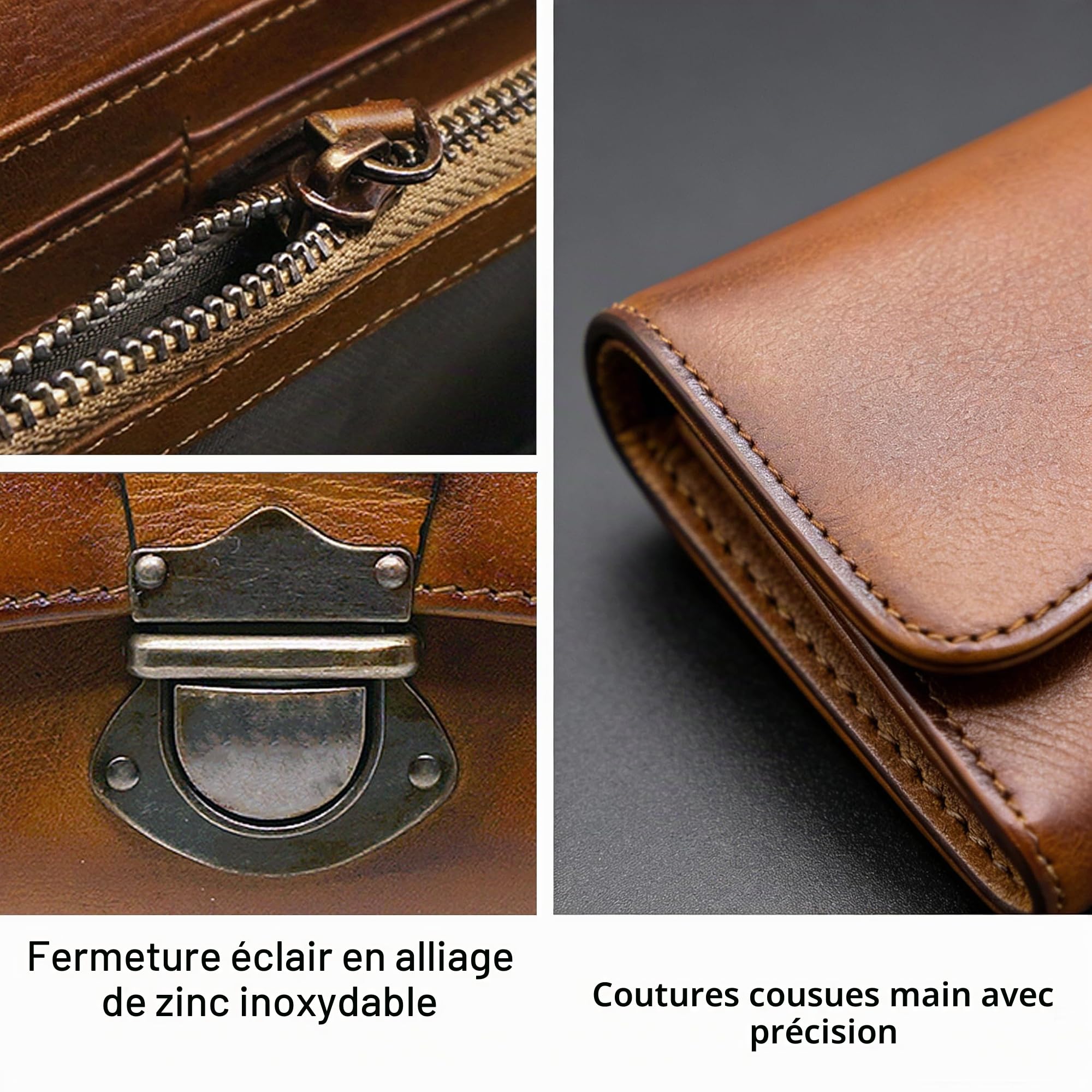 LETEULO Portefeuille Femme Cuir Grand Capacite Porte Monnaie Femmes, Grand Portefeuille Femmes avec 18 Emplacements Cartes et Fermeture Eclair