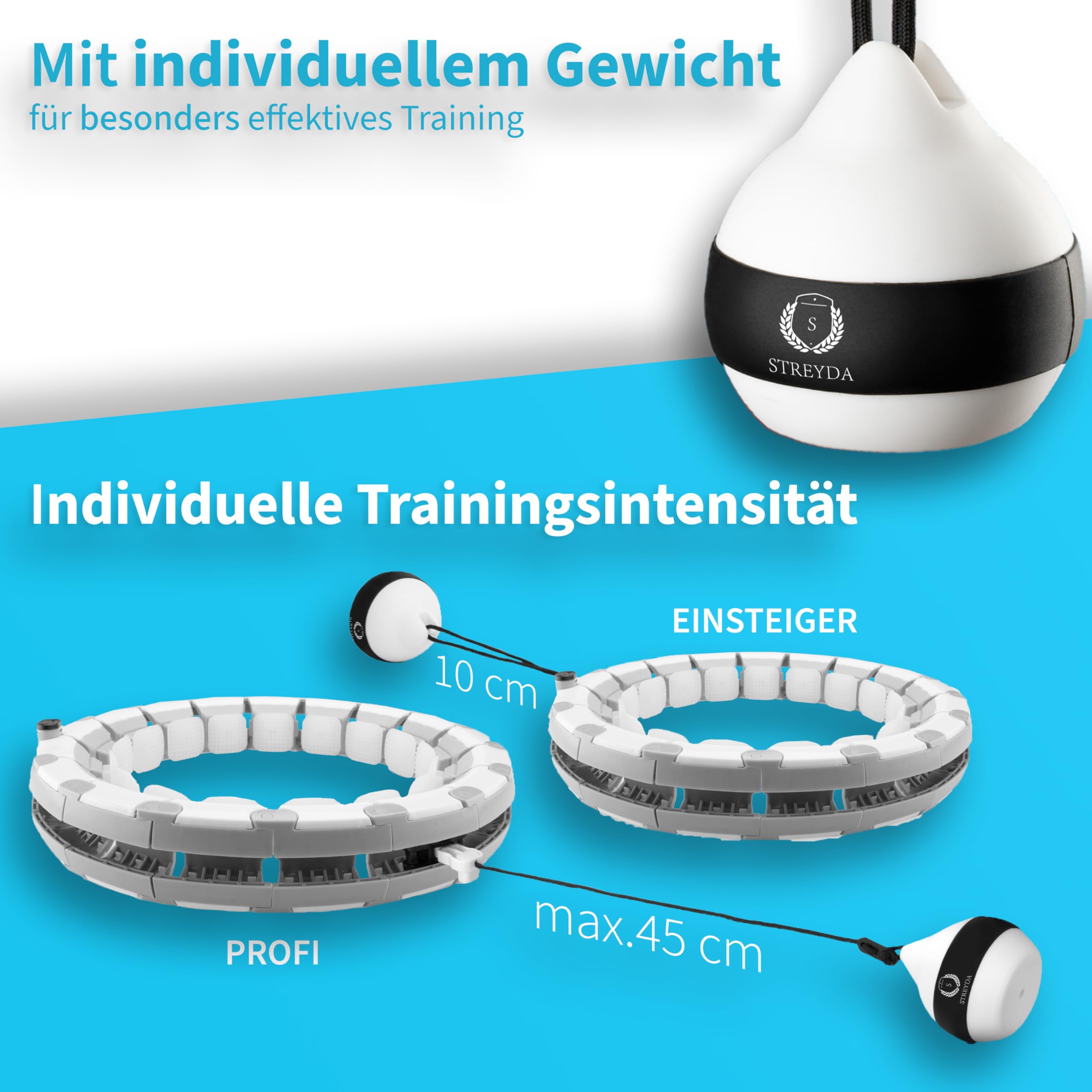 STREYDA ® Premium smart Hula Hoop, Hula Hoop Reifen Erwachsene aus hochwertigem Silikon - Hoola Hoop Reifen Erwachsene optimales Hullahub Reifen zum abnehmen