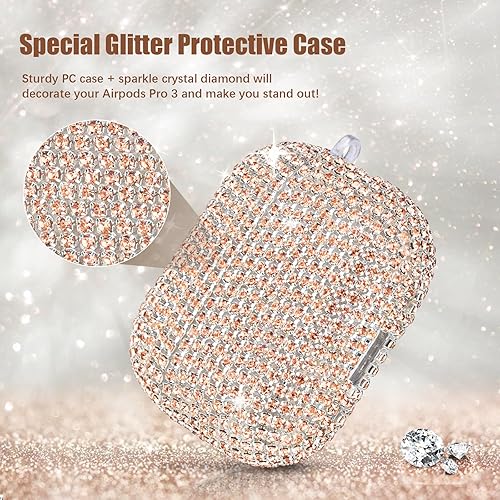 Miniatura 5 de Funda para Apple Airpods Pro 3 Case Cover 2025, VISOOM Bling Jewerly Airpods iPods Pro3 Cases Cute Glitter Diamond Airpod iPod Pro3 Cases Rhinestone