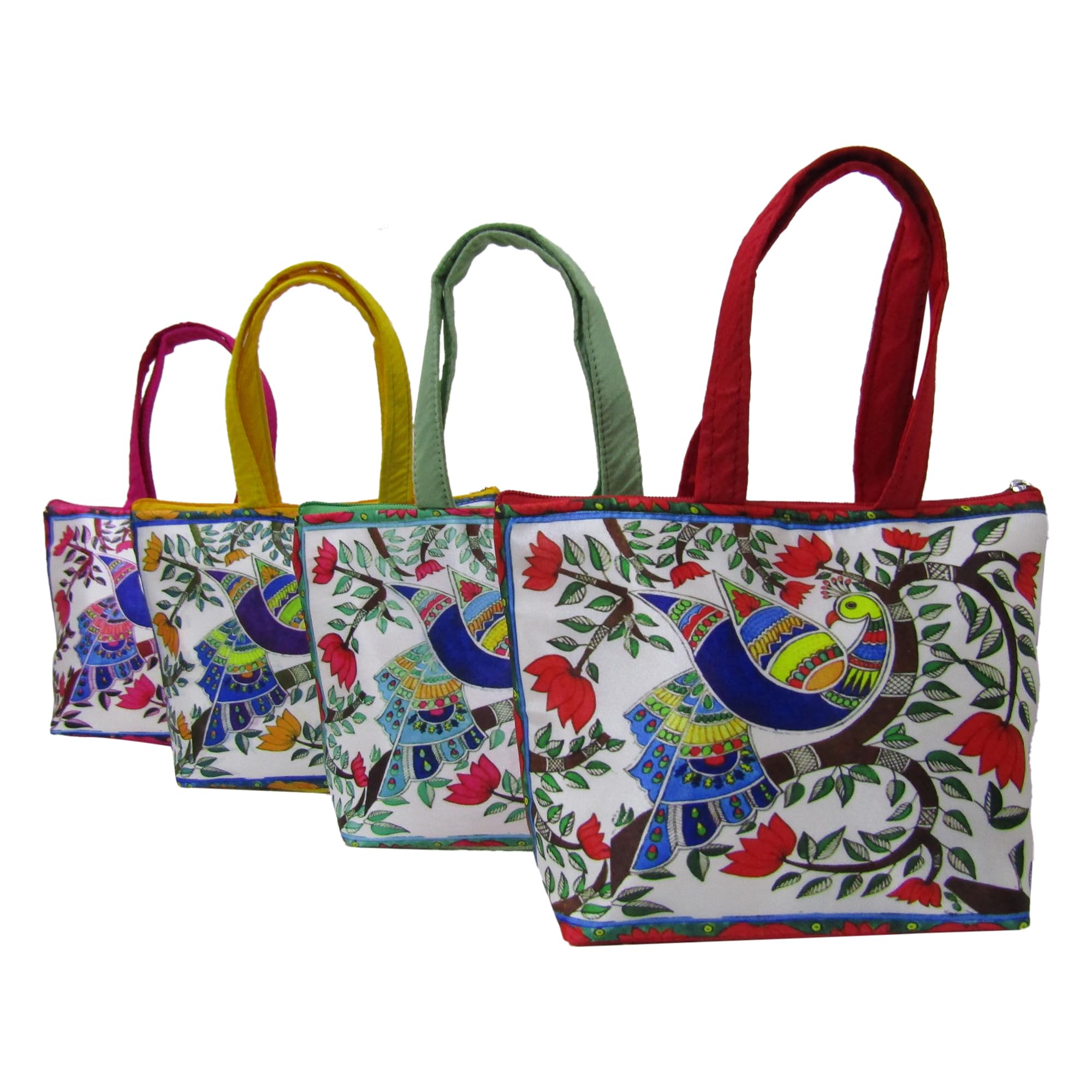 Peacock Printed Purses For Wedding Return Gift Women Wholesale Bridal Giveaways potli Bag With Zipper For Ladies Baby Shower Shagun Purse Gifting Haldi Mehandi-image-22