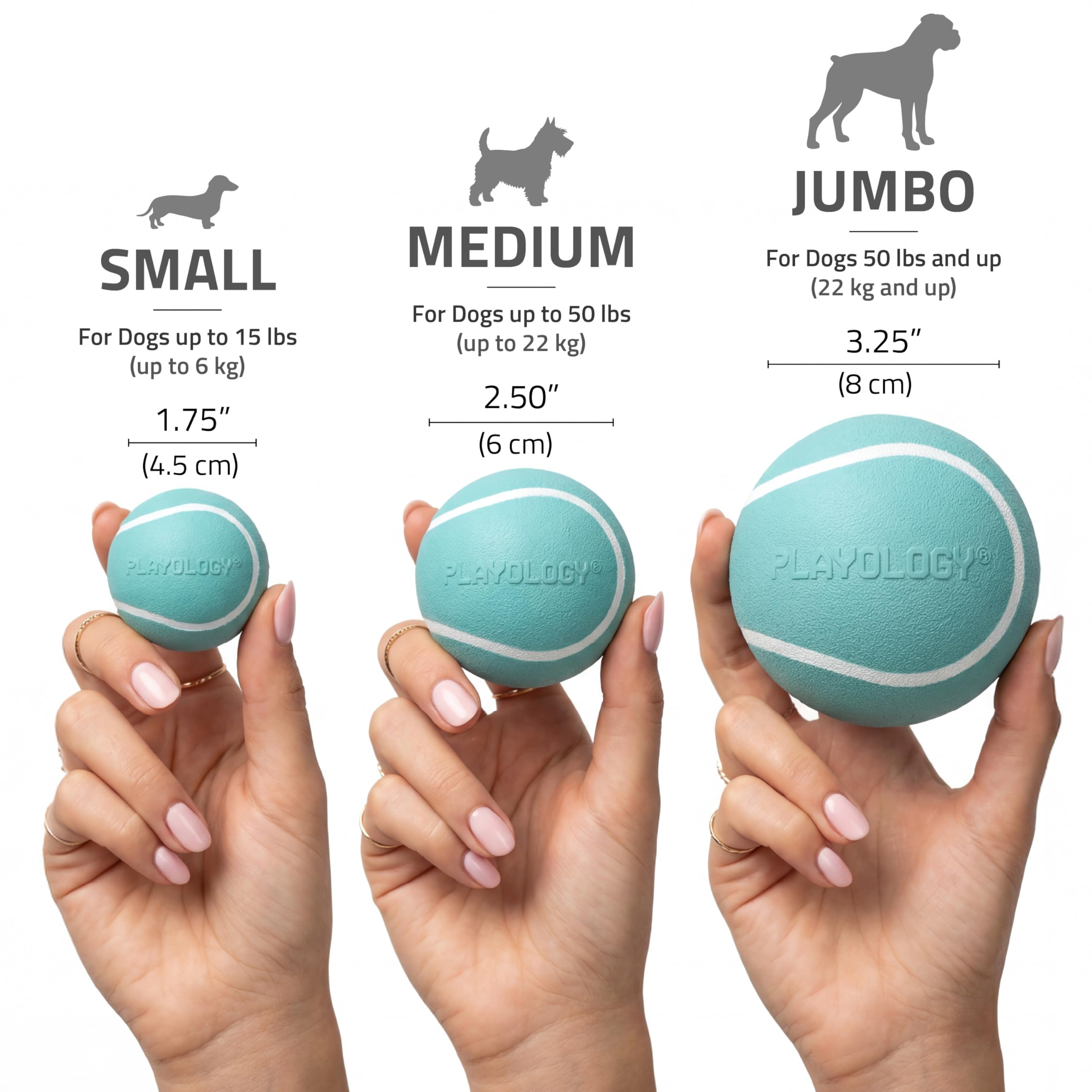 Playology Hundespielzeug, quietschender Kauball für Hunde, 3er-Pack, Erdnussbutterduft, kleine Hundebälle, federnd, schwimmendes Kauspielzeug zum Apportieren