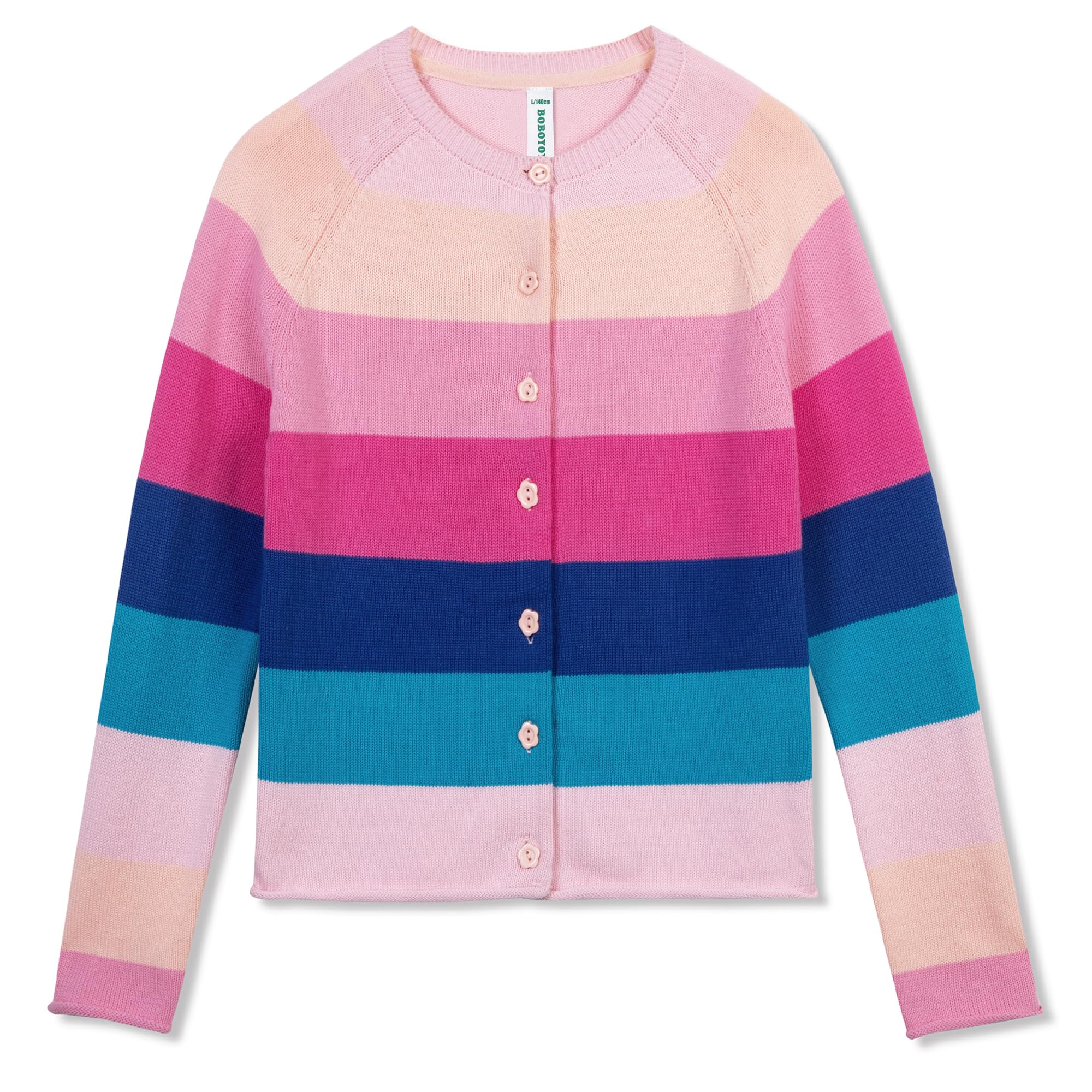 BOBOYOYO Girls Cute Cardigan 100% Cotton Rainbow Kids Cardigan Sweater