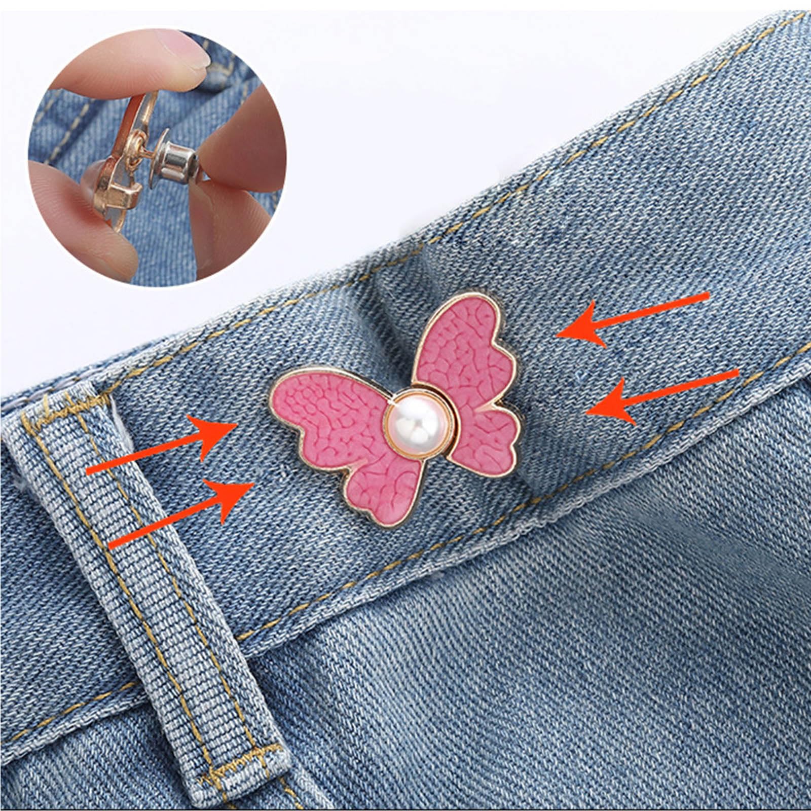 Lot De 10 Boutons Papillon Réglables Pour Jeans - Clip Serre-Taille Sans Couteur - 10 Couleurs - Alliage Zinc - 4