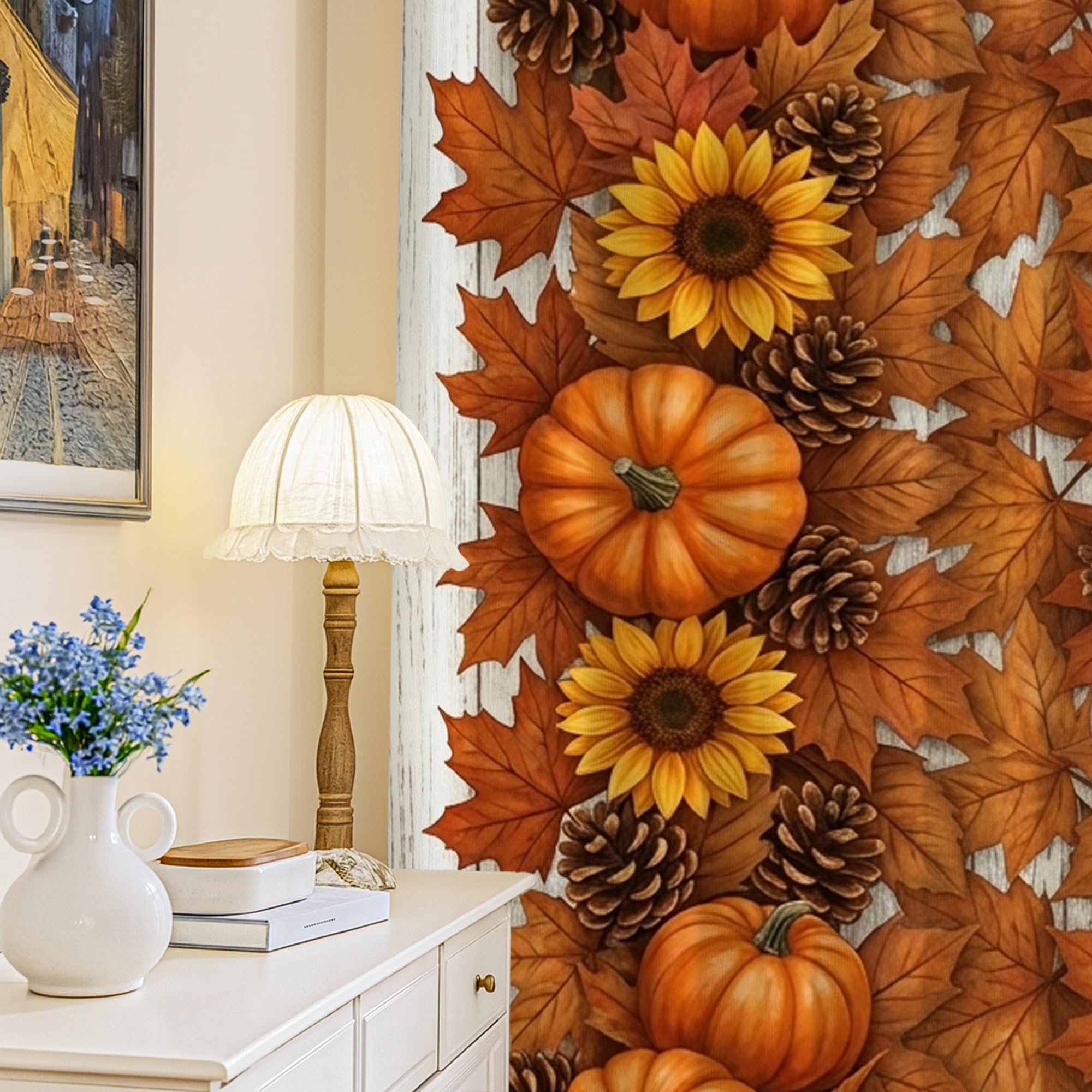 Rideaux occultants infroissables motif citrouilles bloquant la lumière