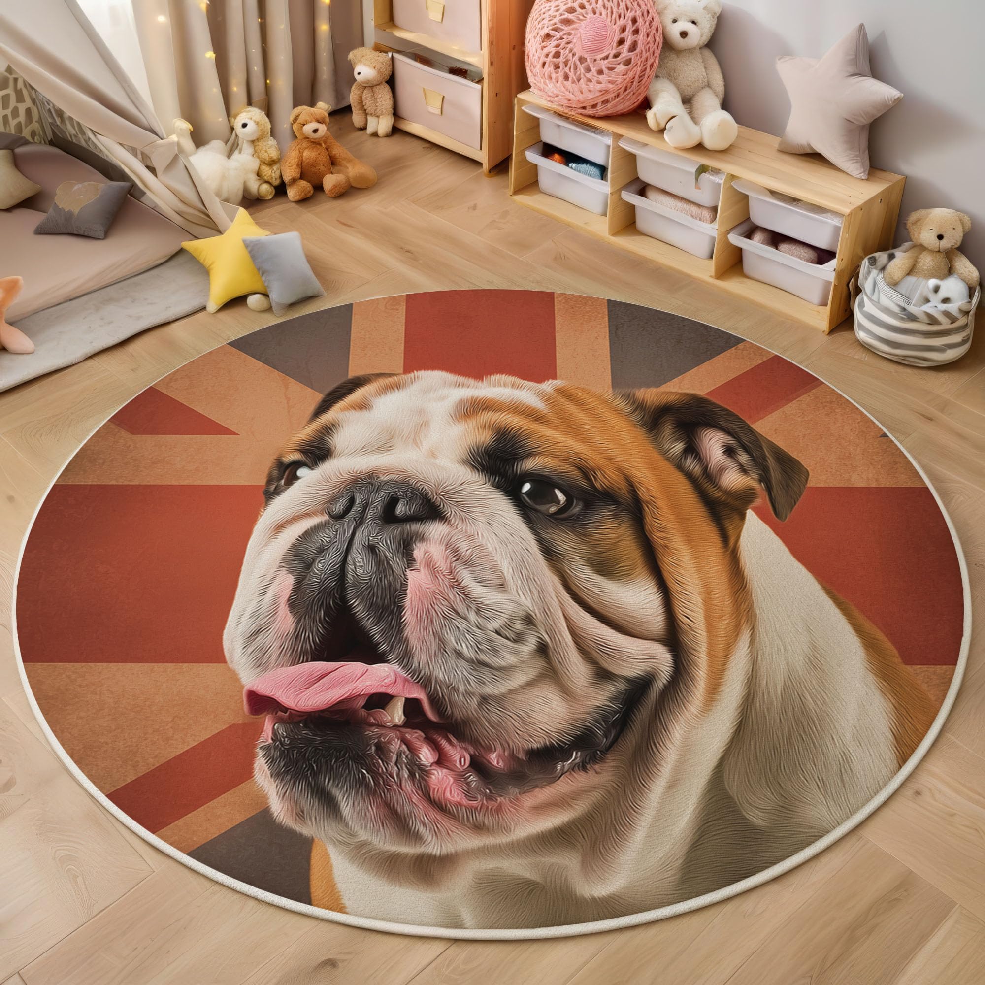 Tapis rond doux lavable en machine marron de 200cm pour salon