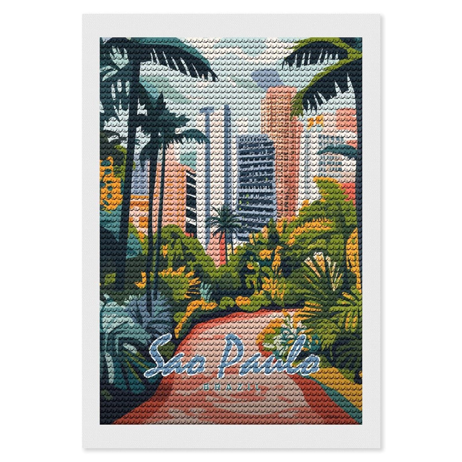 Junmoney Sao Paulo Cityscape(2) Diamond Painting Kit 8"x12", Thoughtful Handmade Gift, for Creative Relaxation, Printed Canvas, Cosy Home Accent