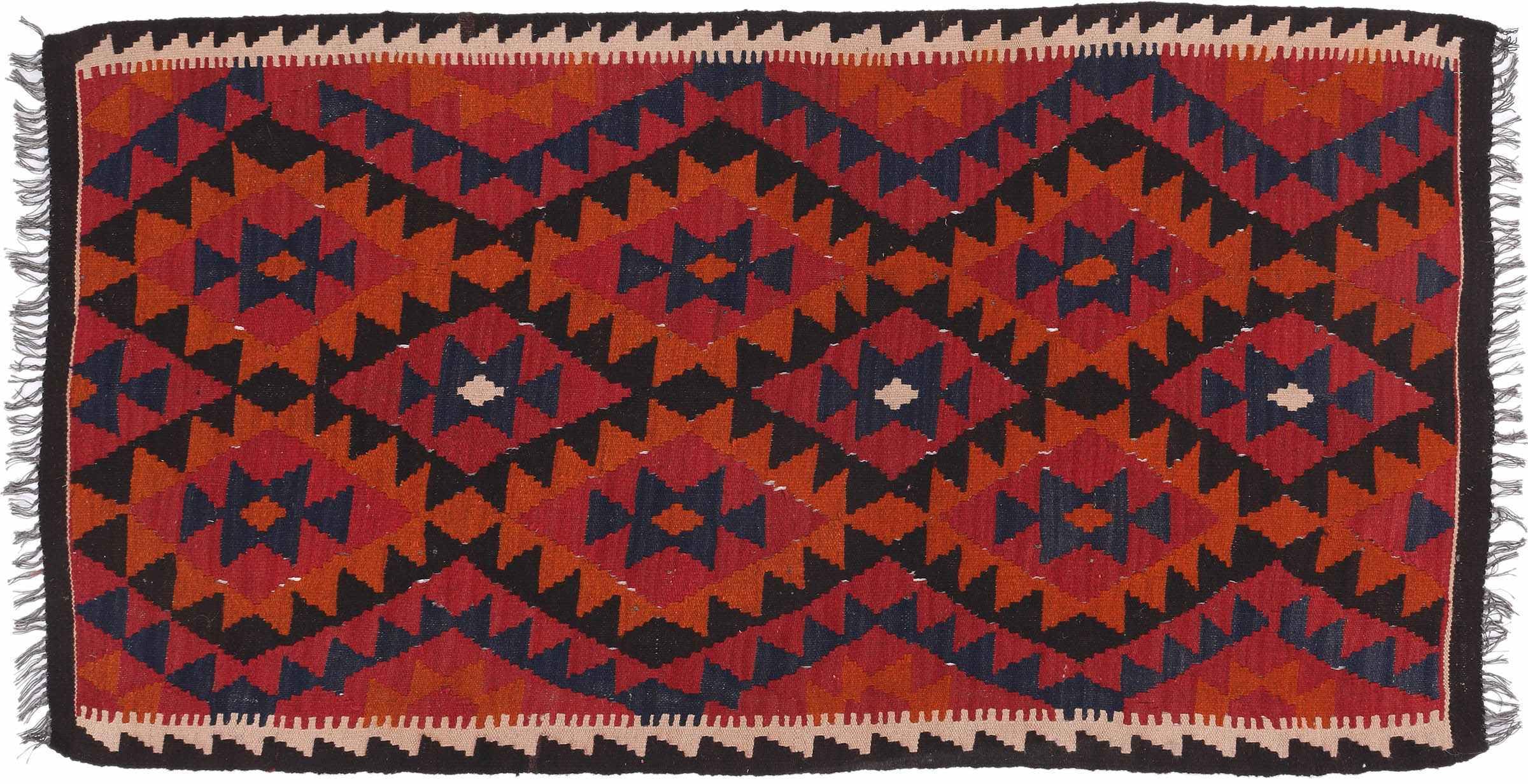 Tapis Kelim Afghan Maimana marron pour réchauffer l'ambiance de votre salon