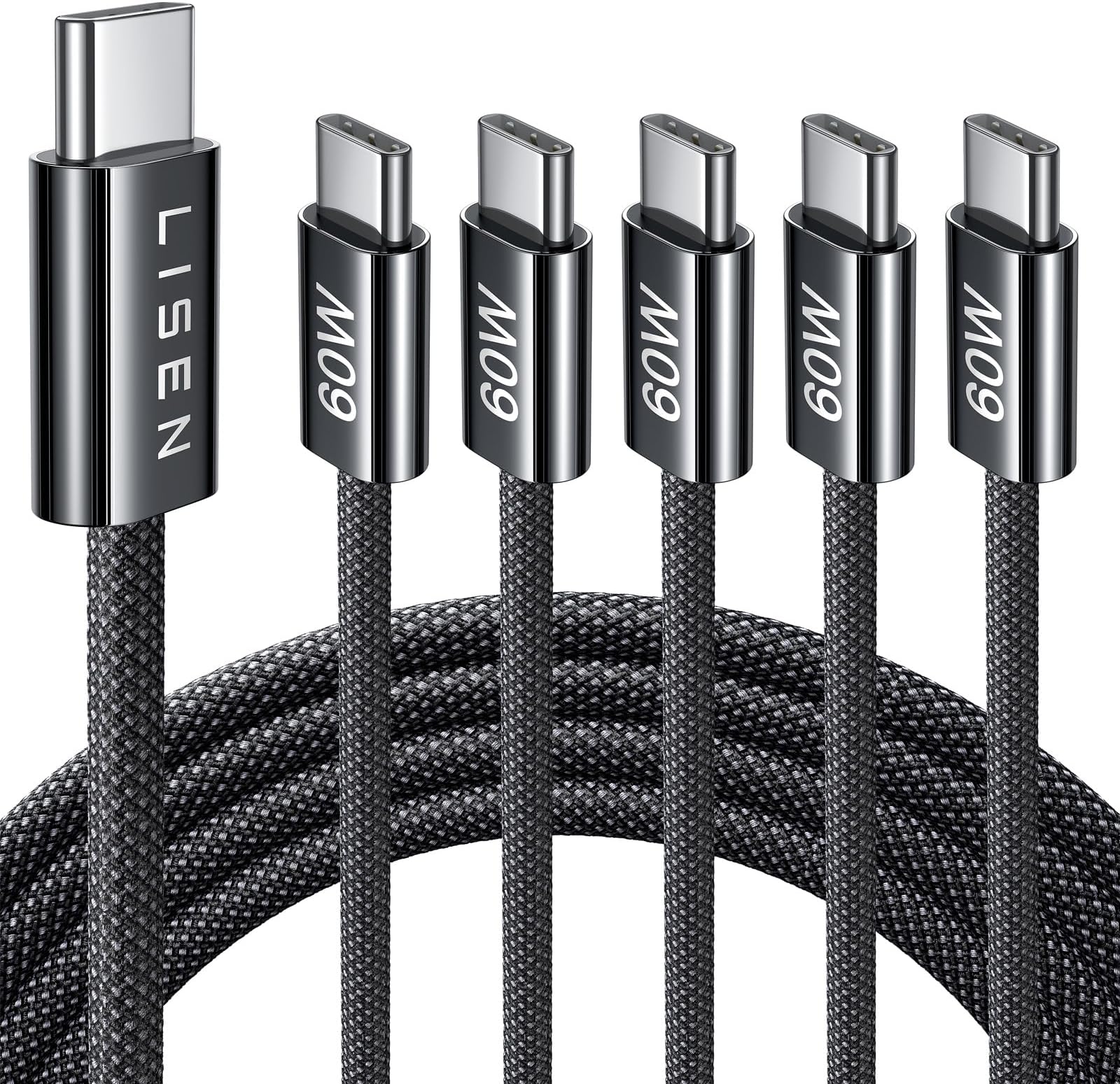 Amazon.com: LISEN Type C Charging Cable, [5-Pack, 6.6FT] USB-C to USB-C ...