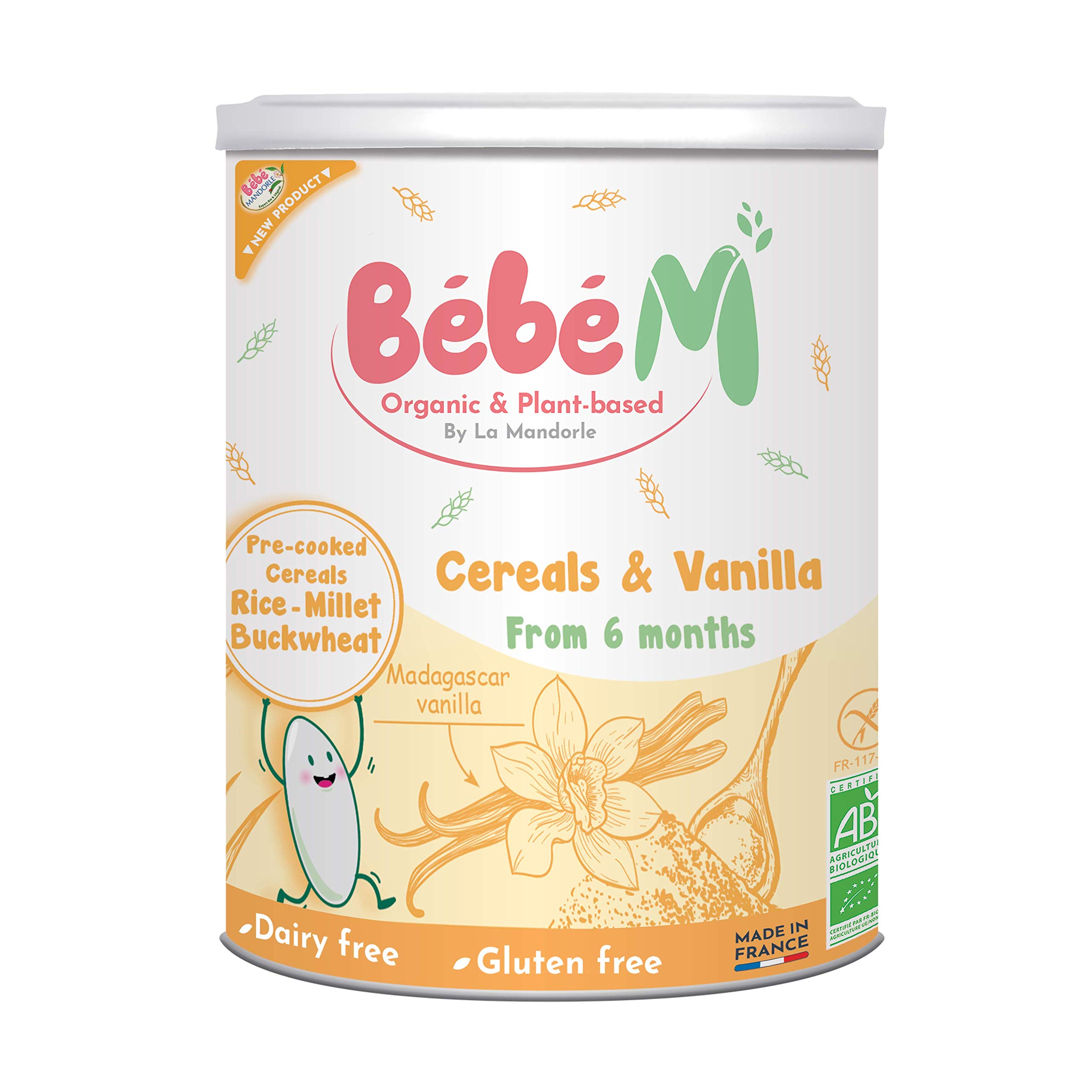Bebe M Organic & Plant Based Baby Cereals With Vanilla From 6 Months, 400 gm