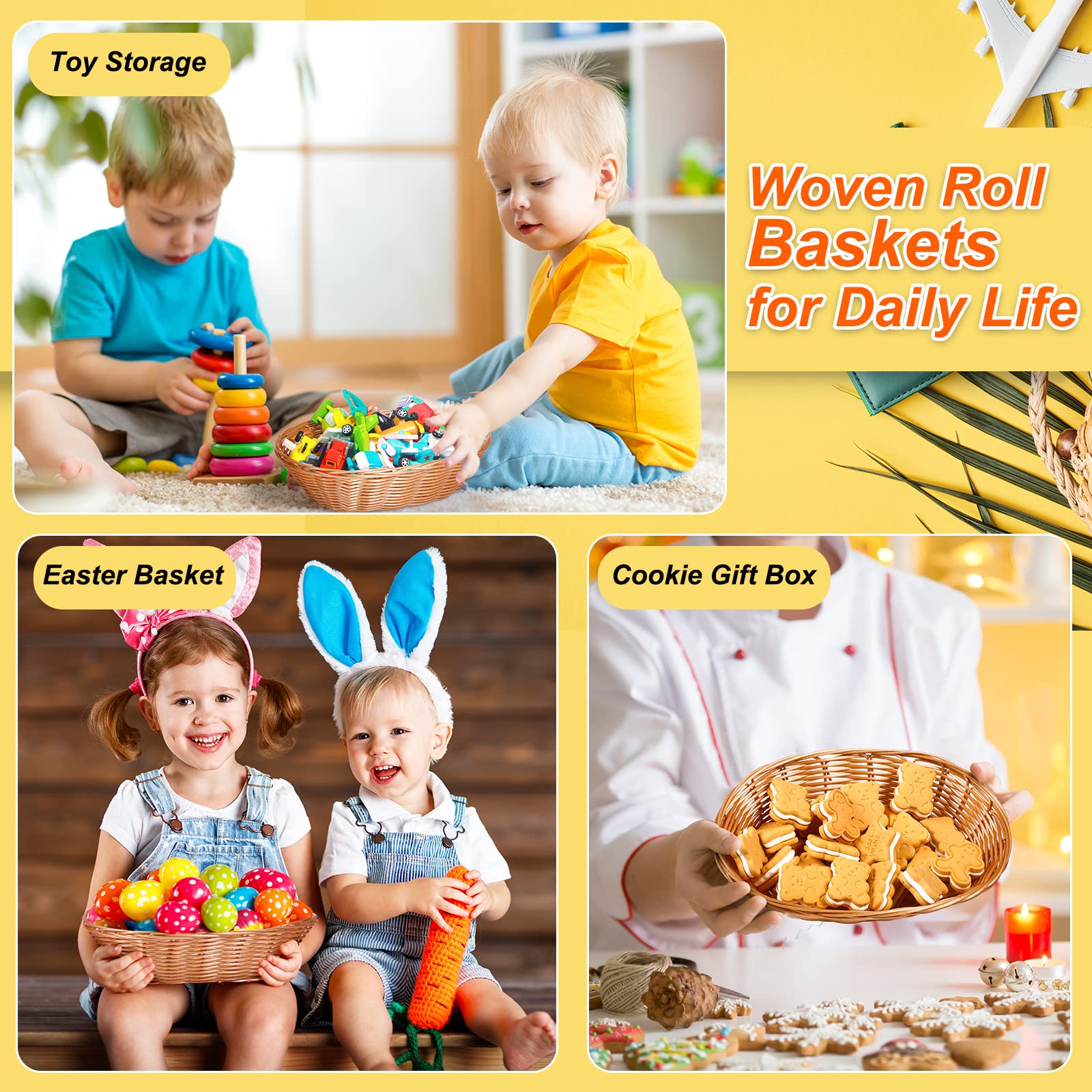 Sacchetti di plastica per regali, per bomboniere, ovali, in plastica, piccoli cesti per la festa del papà, cesti vuoti per il pane per la casa, cucina, cibo e servire (38 pezzi)
