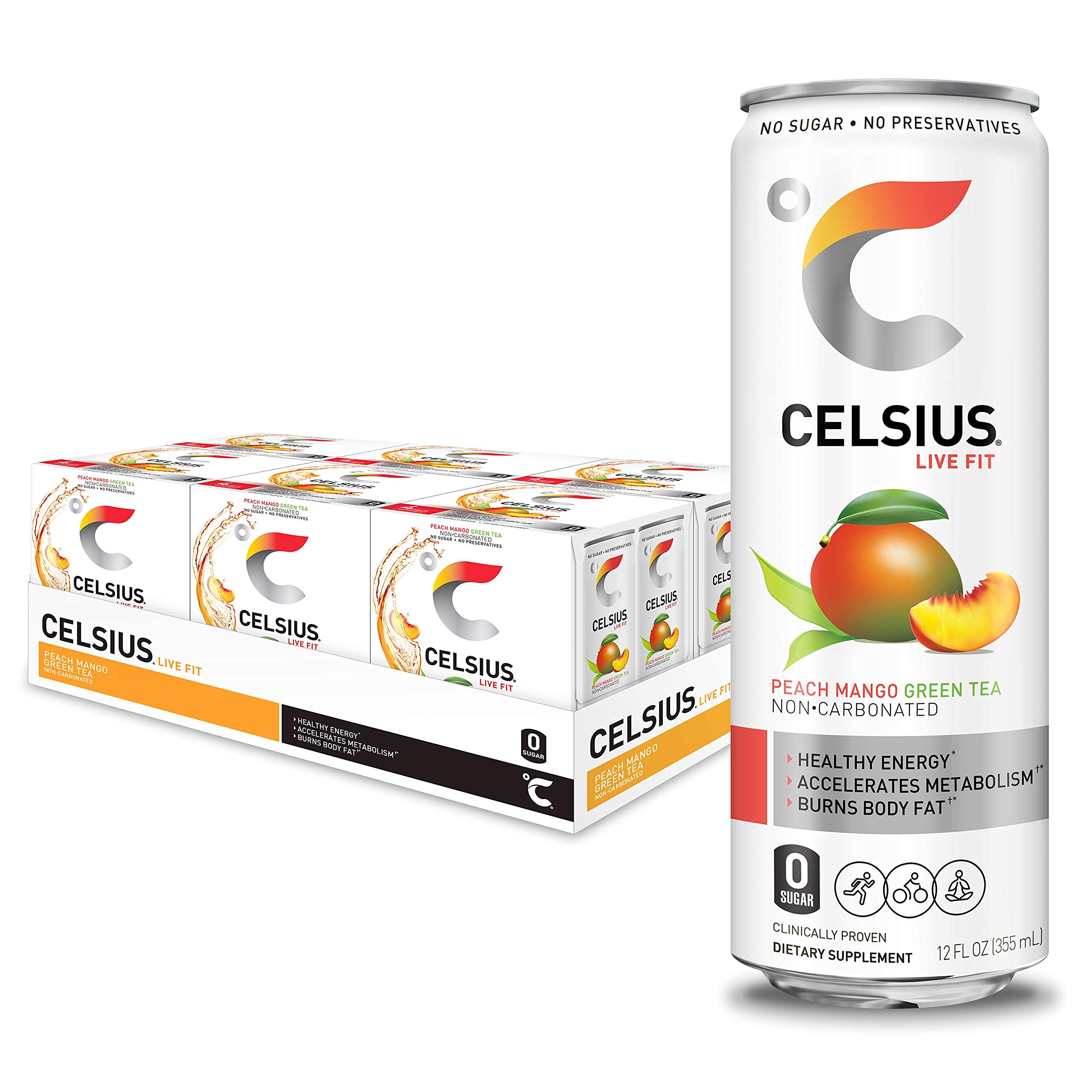 Peach Mango Green Tea Non Carbonated Fitness Drink Zero Sugar Slim C | amzdealz