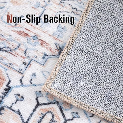 Miniatura 5 de Asrug Tapete de área lavable a máquina, de 3 x 5, bohemio, sin labios, resistente a las manchas, no desprende pelo, tapete desgastado para