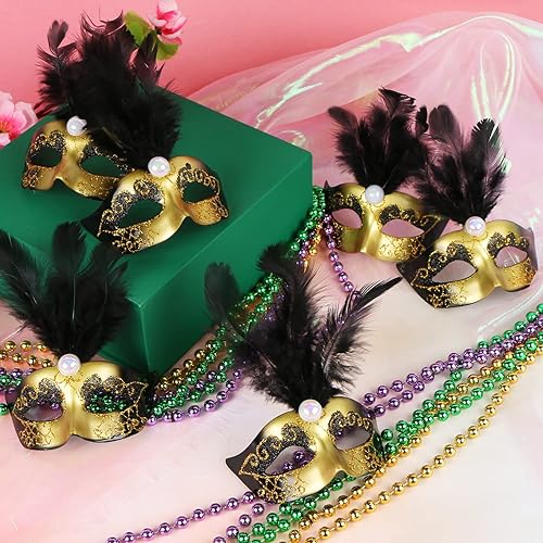 Miniatura 4 de LIYDE 12 mini máscaras para decoración de Mardi Gras decoración de fiesta de máscaras mini máscaras decorativas para decoración de mesa decoración