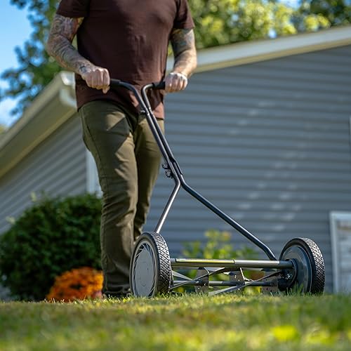 Miniatura 54 de American Lawn Mower Company 1204-14 Cortacésped de carrete de empuje de 4 hojas de 14 pulgadas, color rojo