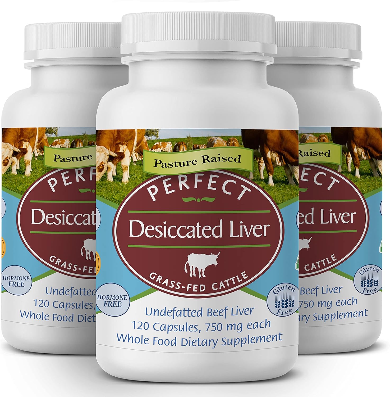 Perfect Supplements – Perfect Desiccated Liver – 120 Capsules – Undefatted Beef Liver – Natural Source of Protein, Iron, Vitamins A & B – 3 Pack