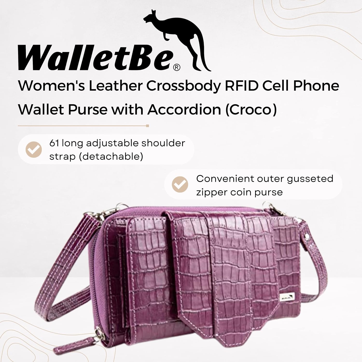 Women's Mini Purse Leather Crossbody RFID Blocking Pebbled image 2
