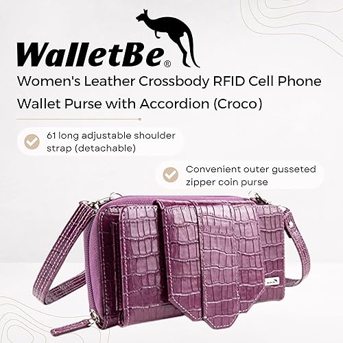 Miniatura 2 de Mini bolso cruzado de cuero para mujer con bloqueo RFID Pebbled