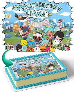 Cakecery Toca Life World Edible Cake Image Topper Personalized Birthday Cake Banner 1/4 Sheet