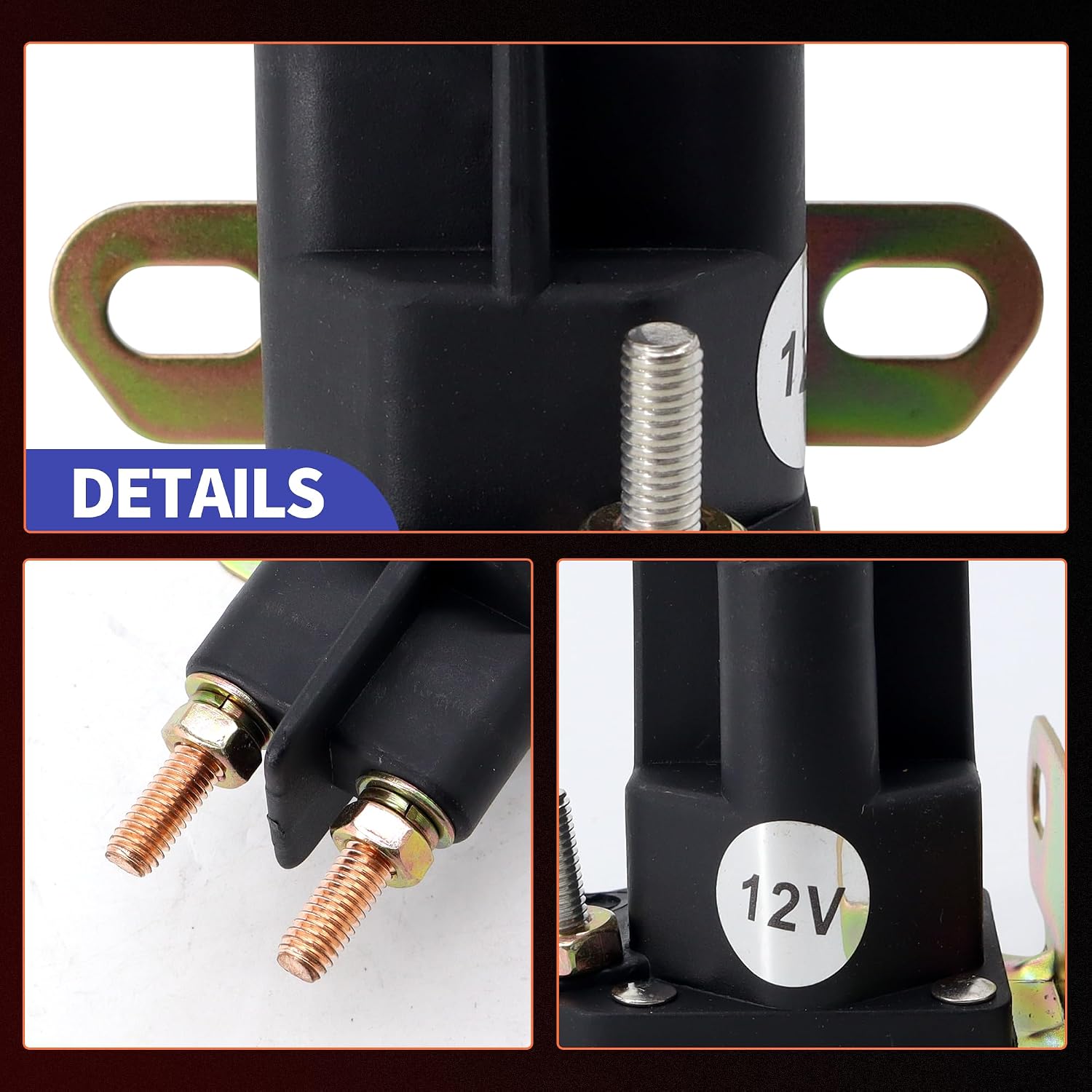 Lawn Mower Starter Solenoid 030817 Compatible with Trombetta Hustler Zero Turn Lawn Mower 832-1211-210 8321211210 Starter Solenoid Relay Switch 12V 3 Terminal with 1 Hole Bracket