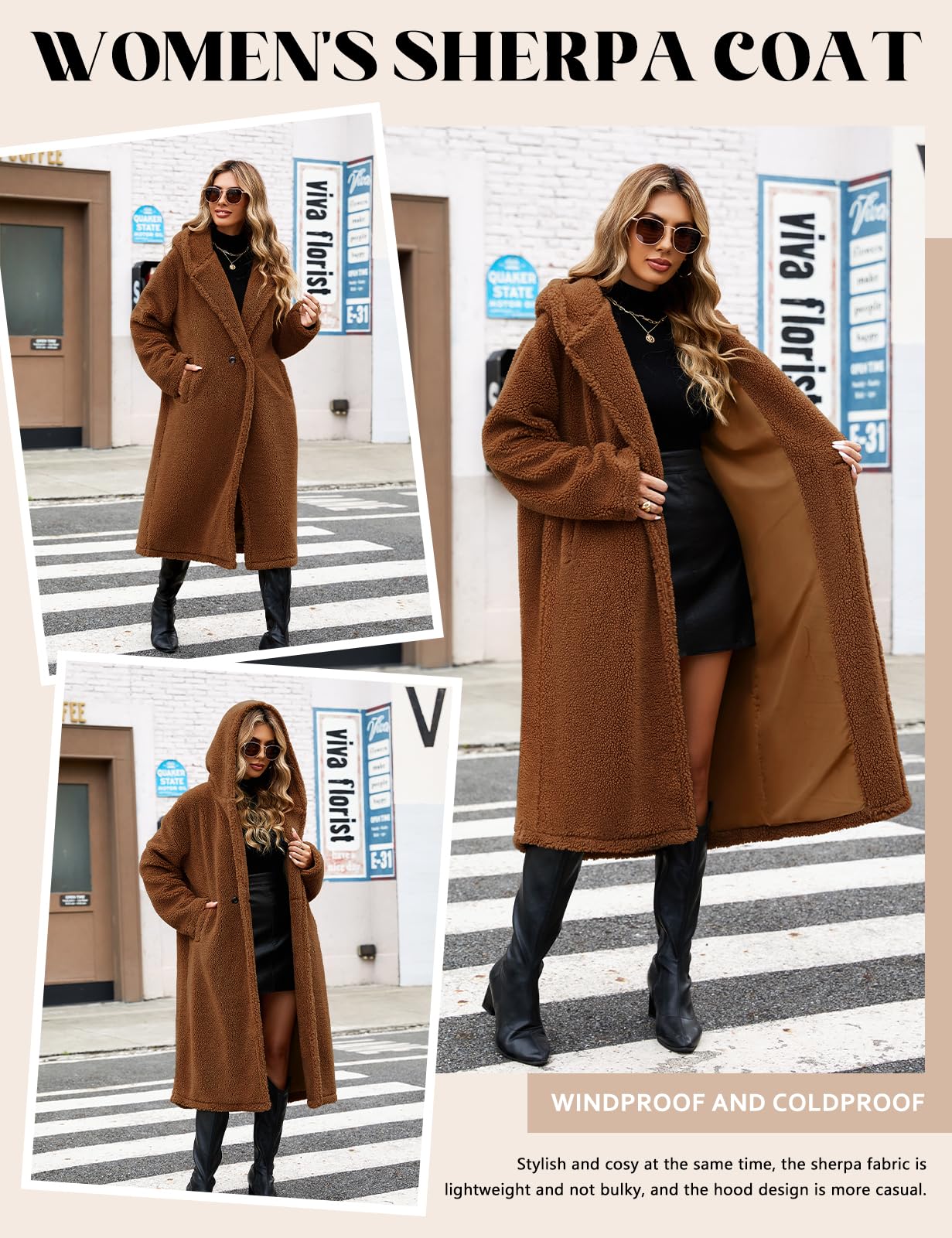 heekpek Manteau Femme Hiver Long Teddy Manteaux en Peluche avec Boutonnage