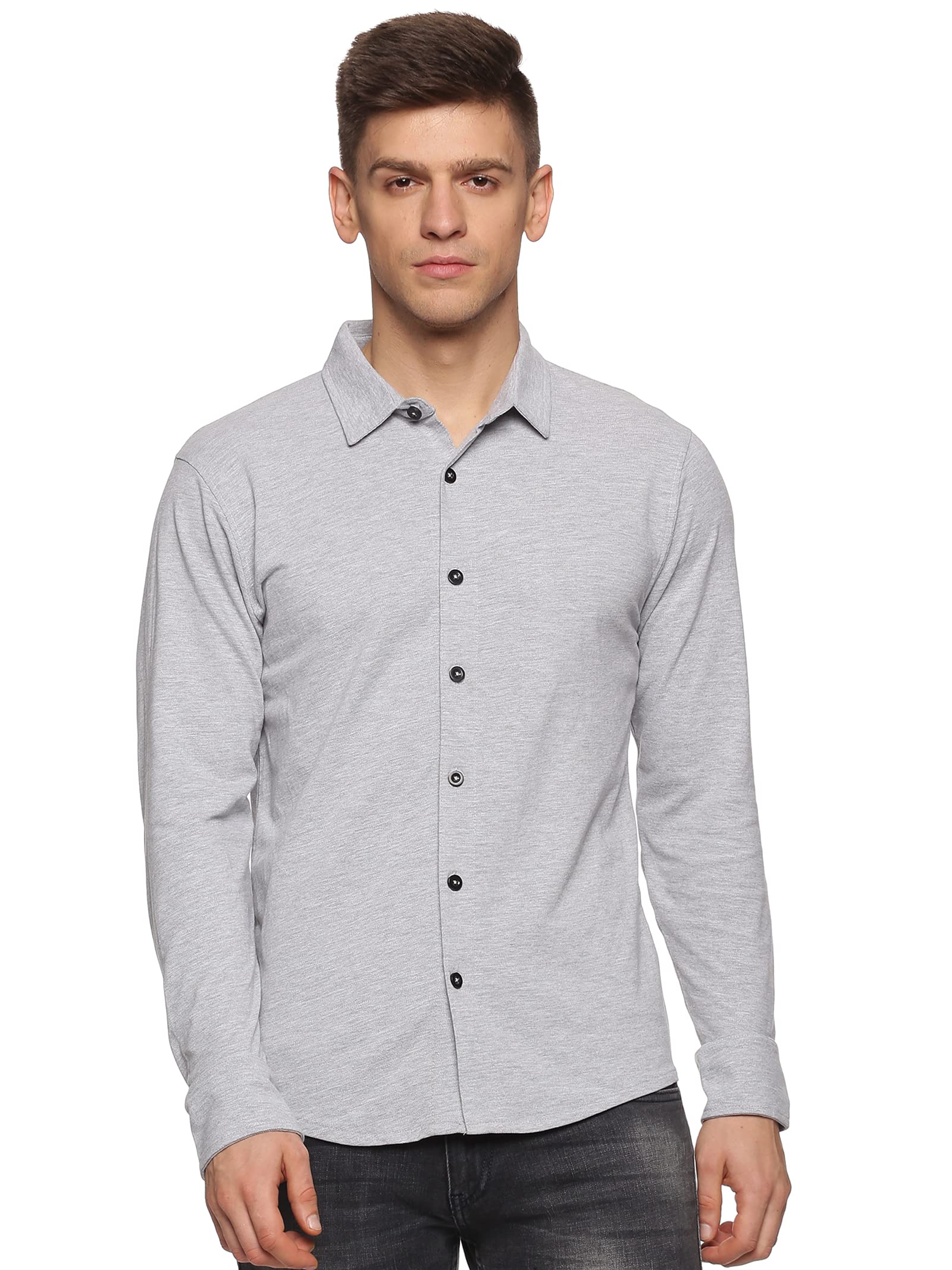 – Men's Cotton Solid Knitted Full Sleeves Shirt