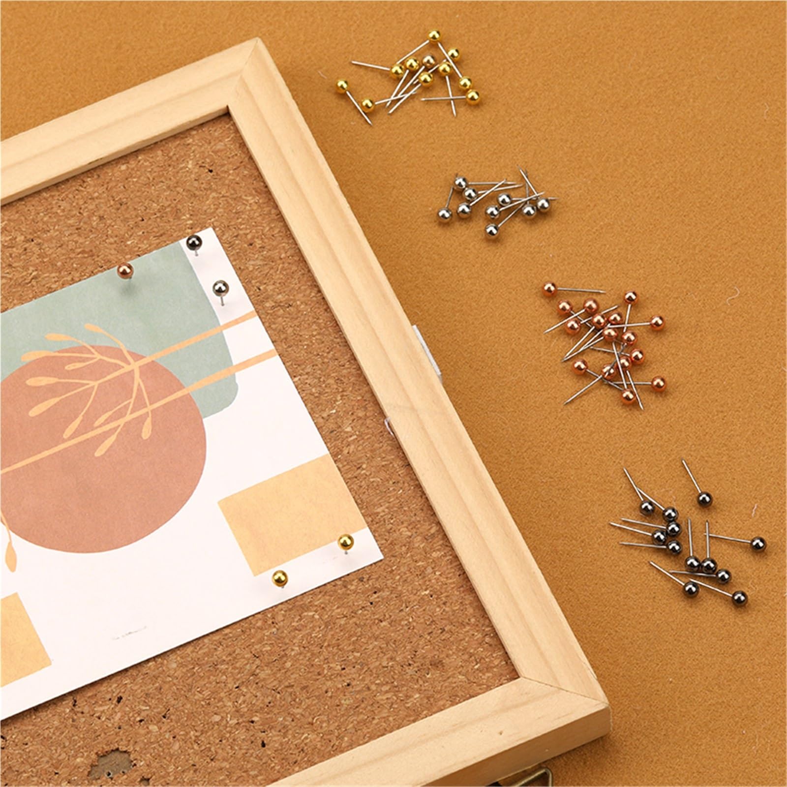 Alfileres Costura Tachuelas de Mapa de 4mm, 1000 Uds., alfileres con Cabeza Redonda Dorada, Punto de Acero for tablón de anuncios, Marcado de Tela con Caja para Proyectos De Bricolaje(1000pcs Gold)