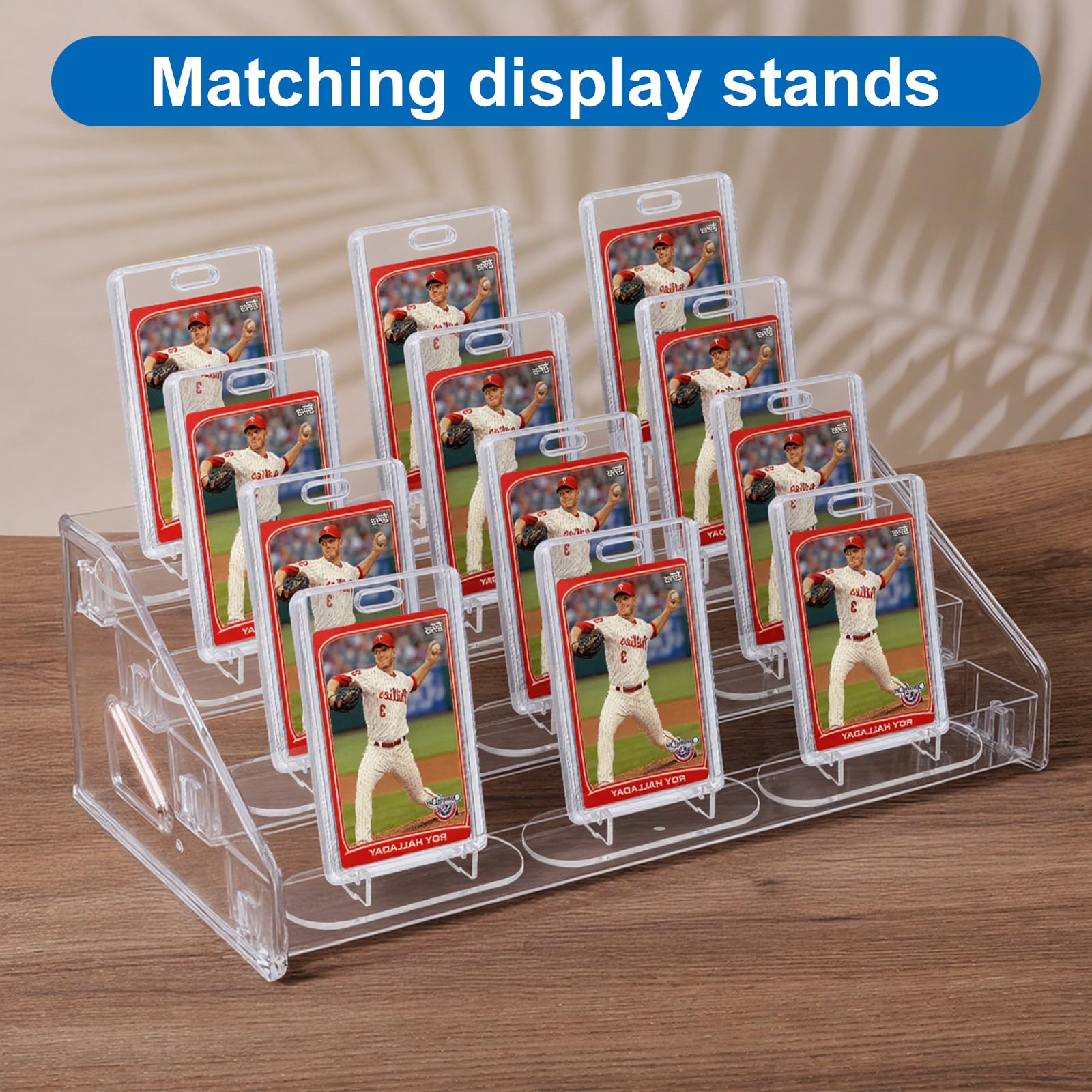 Bremorou Acrylic Trading Card Display Stand 10 Pack Clear Graded Card Stands Sports Card Holder For Baseball Basketball Cards Acrylic Card Stand Display Trade Shows 3