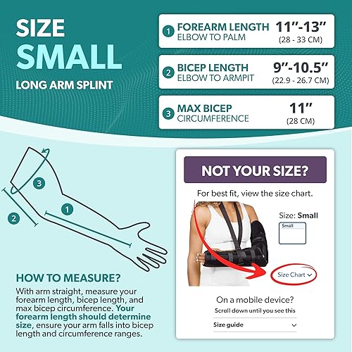 Miniatura 9 de BraceAbility Férula de brazo largo posterior inmovilizador de codo, soporte de antebrazo derecho o izquierdo con soporte para fracturas,