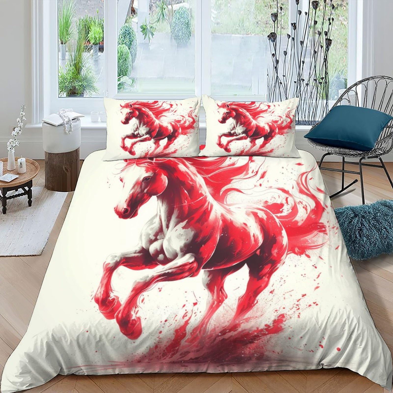 Housse de couette 220x240 anti-plis Red Horse pour en finir avec le repassage du linge de lit