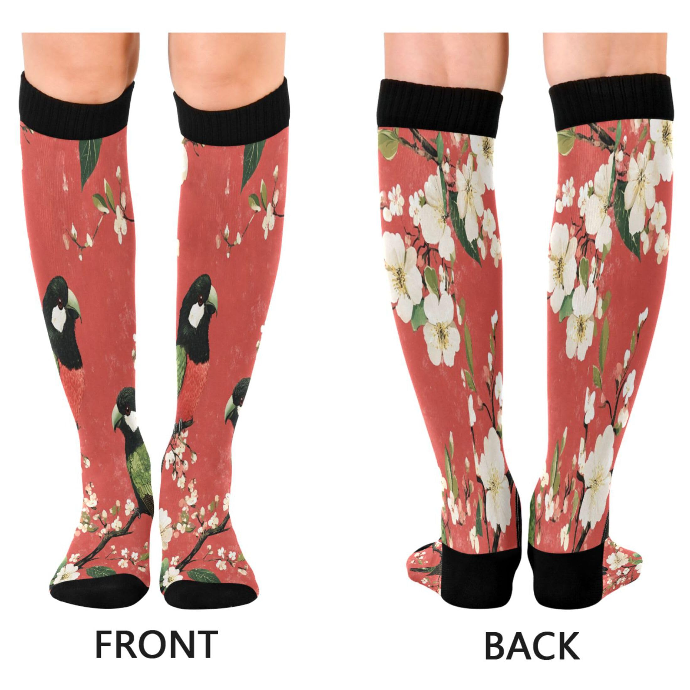 Burbuja Birds Perched on Branches Compression Socks for Women Men (20-30mmHg), Knee High Socks Circulation Support for Sport Running Hiking Nurse, 1 Pair